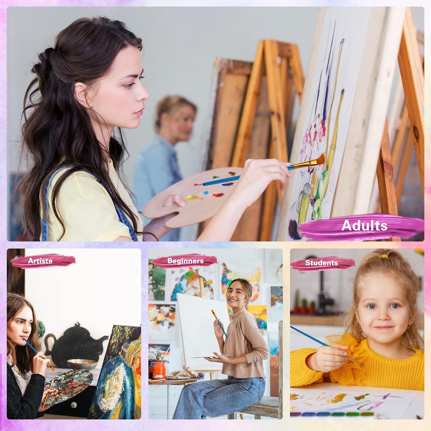 Paint Brush Set, 10 Pcs Paint Brushes for Acrylic Painting, Round Pointed Tip Detail Small Paint Brush for Oil Watercolor Canvas Face Body Boards Rock, Kids Adult Drawing Arts Crafts Supplies, Blue