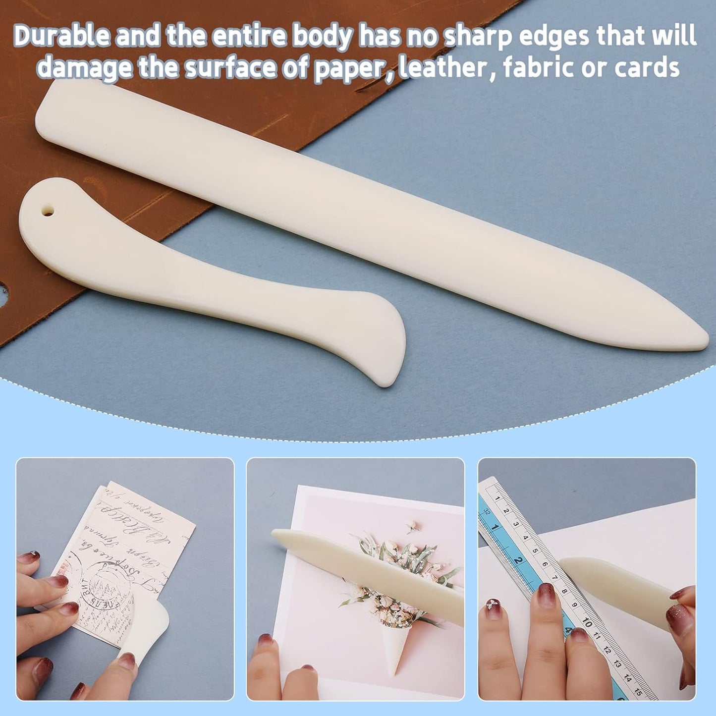 9 PCS Bone Folder and Scoring Tool Plastic Paper Folding Tool Bone Origami Creaser Book-Binding Leather Burnishing Card Making for Folding Scoring Creasing Origami Scrapbooking