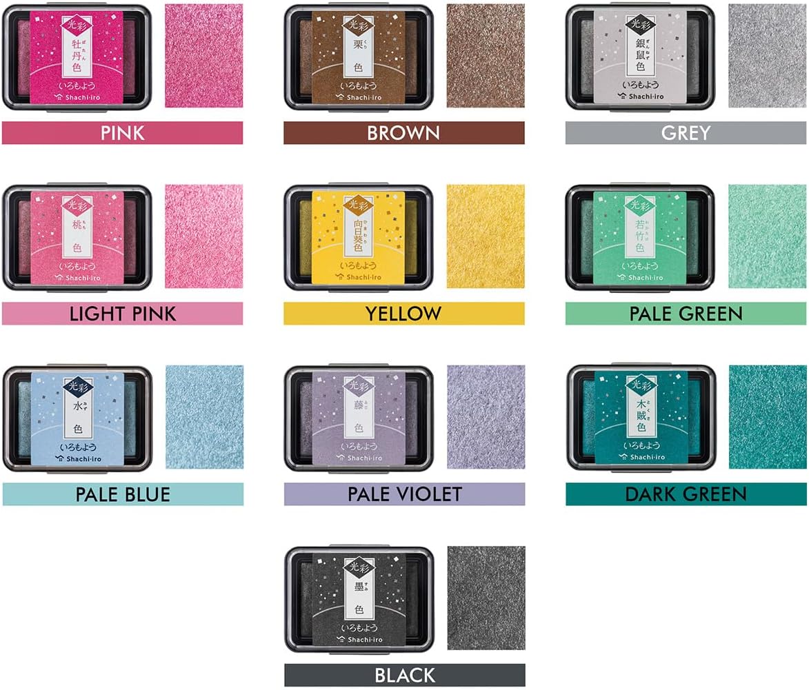 IROMOYO KOSAI Stamp PAD, Traditional, Shimmering Japanese Ink Colour, Oil-Based Ink pad - Pale Blue