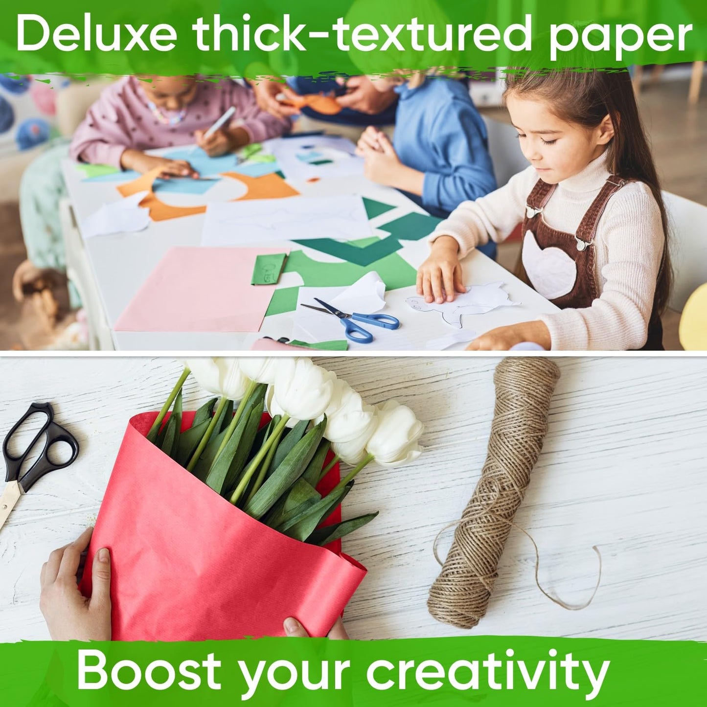 36" x 1200" (100 ft) Pack of 10 Rolls USA-Made Multi-Color Kraft Paper, 45 lbs/66 GSM – Colored Kraft Paper for Packing, Crafts, DIY Projects, Gift Wrapping – Non-Toxic, Safe for Kids