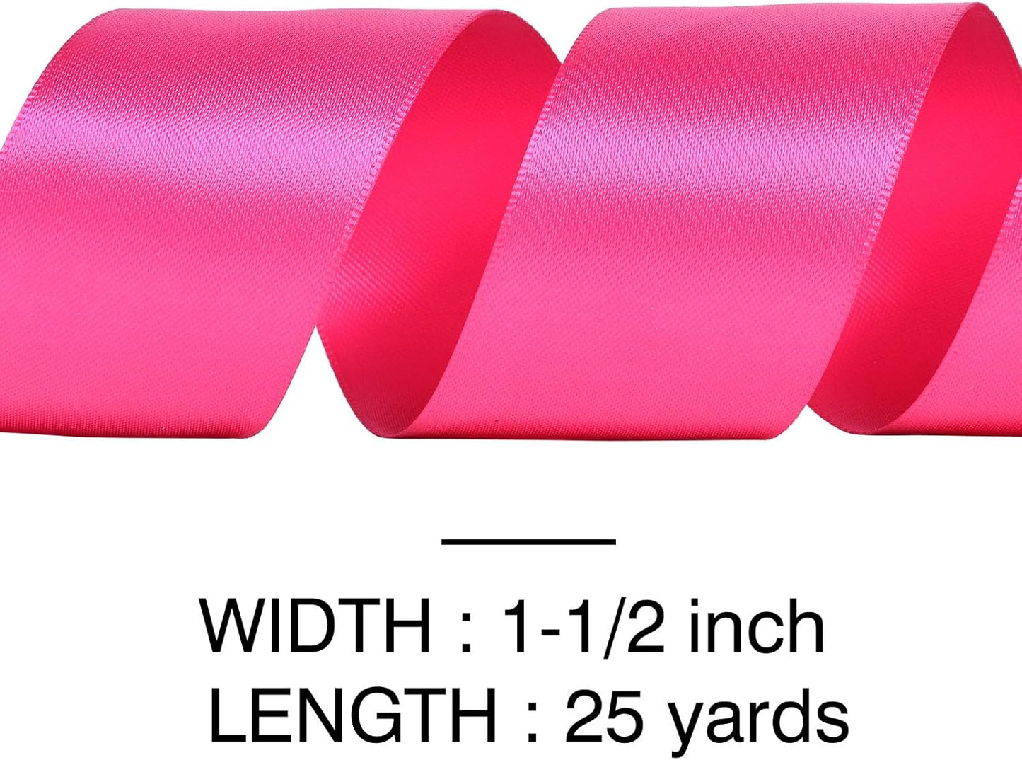 YAMA Hot Pink Double Faced Satin Ribbon, 1 1/2 Inch 25 Yards, Great for Crafts Bows Flower Bouquet Wedding Home Decor Gift Wrapping