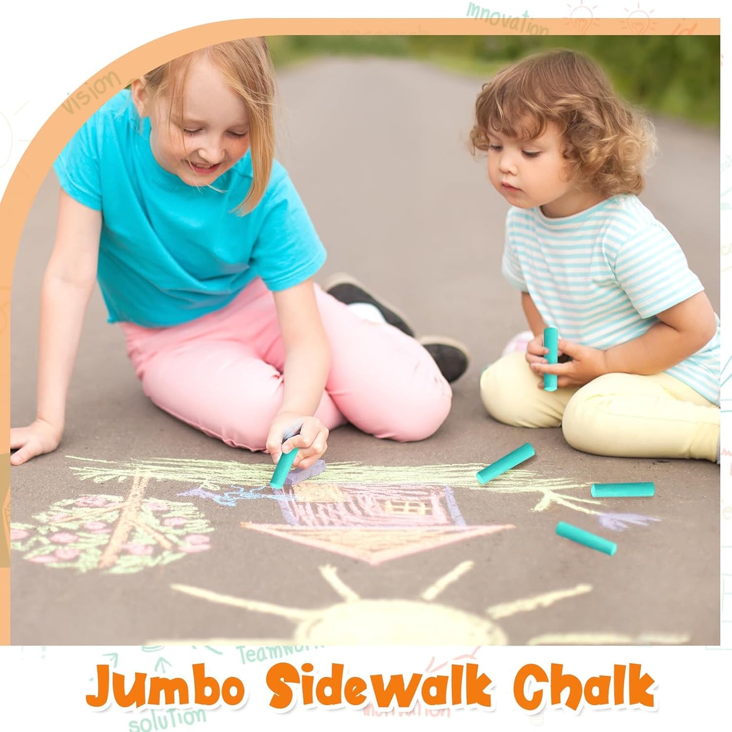 40 Pcs Sidewalk Chalks for Kids Non Toxic Jumbo Chalk for Party Gift Outdoor Art Classroom Play Painting (Green)