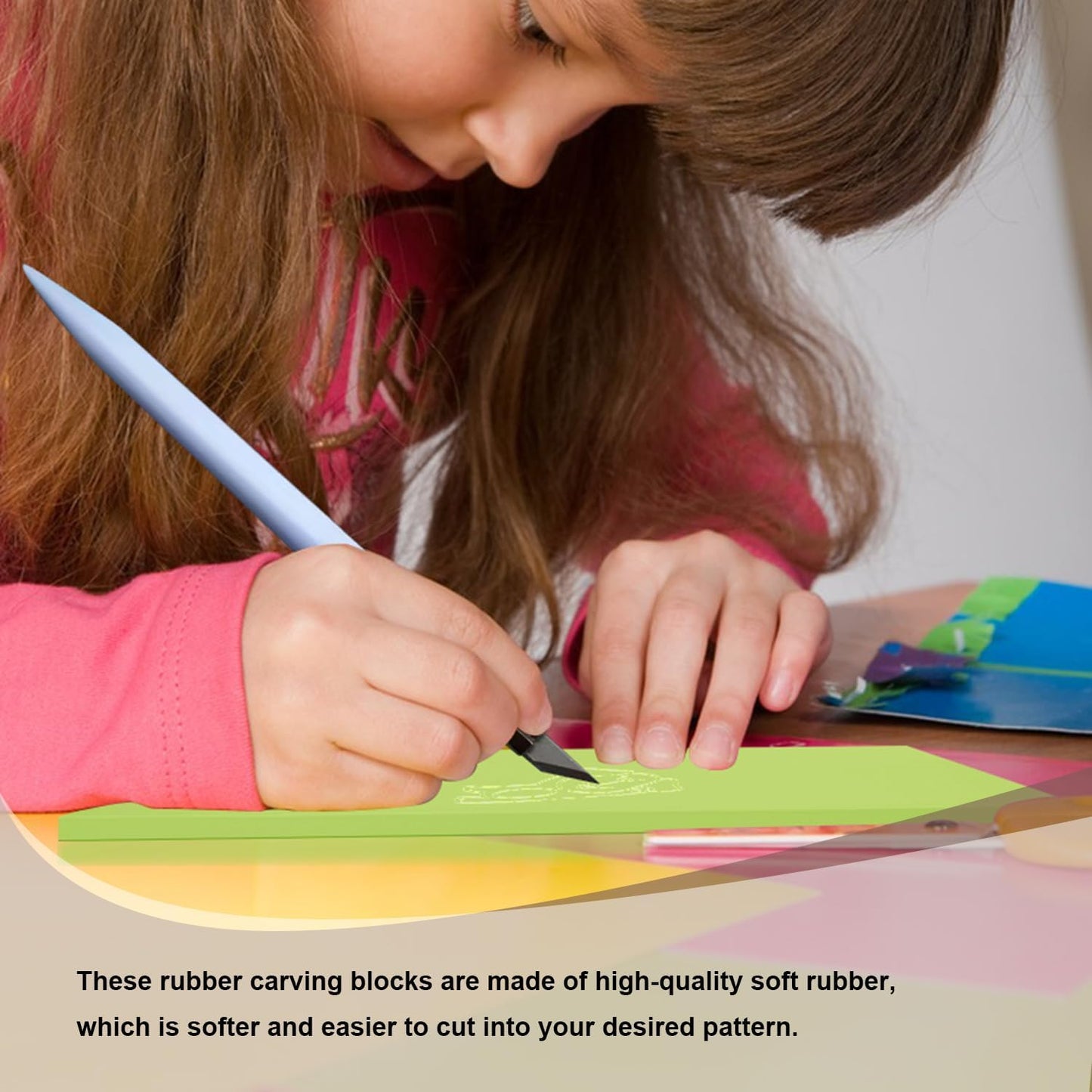 4 Pcs 8.5"x11" Rubber Carving Blocks, A4 Linoleum Blocks, Stamp Carving Blocks for Printmaking, Linocut Artists, Crafts and More,(Green) by KUKLIPJIM.