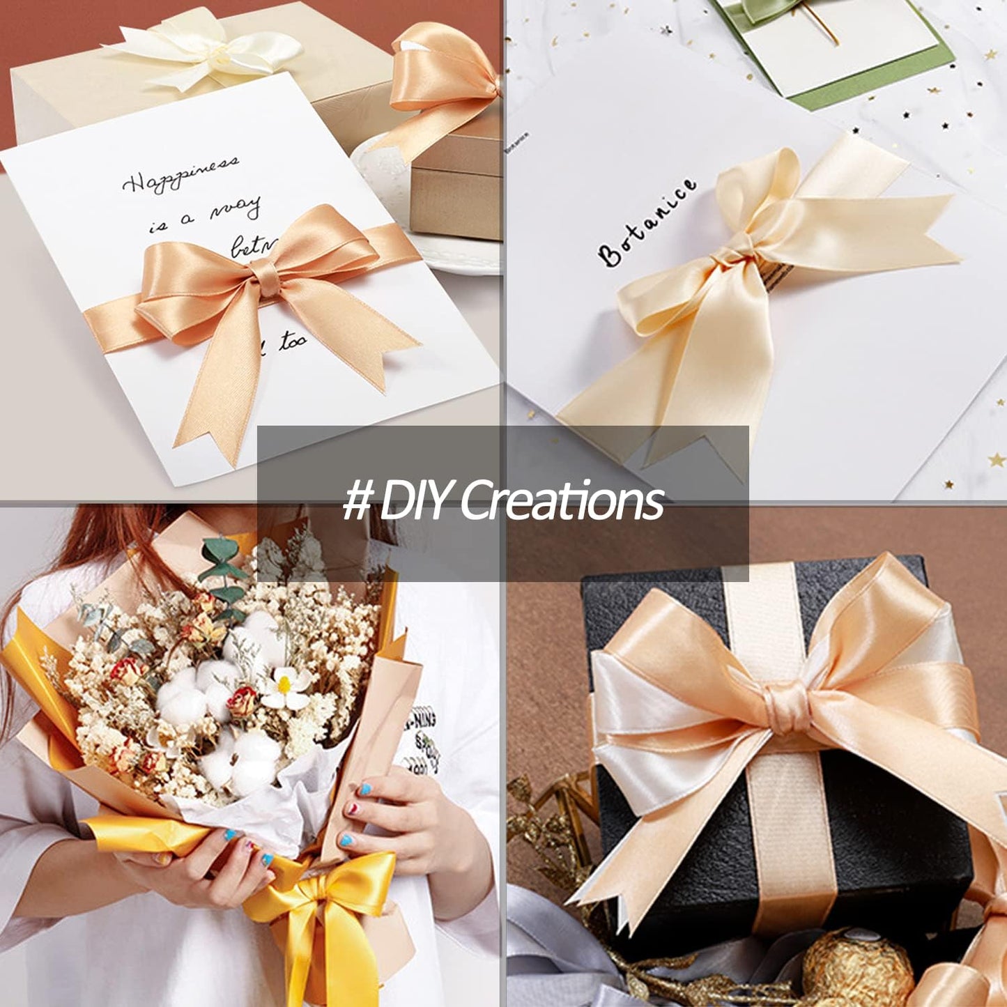 5/8" Wide x 100 Yards Single Face Polyester Satin Ribbon, Satin Ribbon for Crafts, Gift, Hair Bows, Wedding Party Decoration, Bow Making & Other Projects (White)