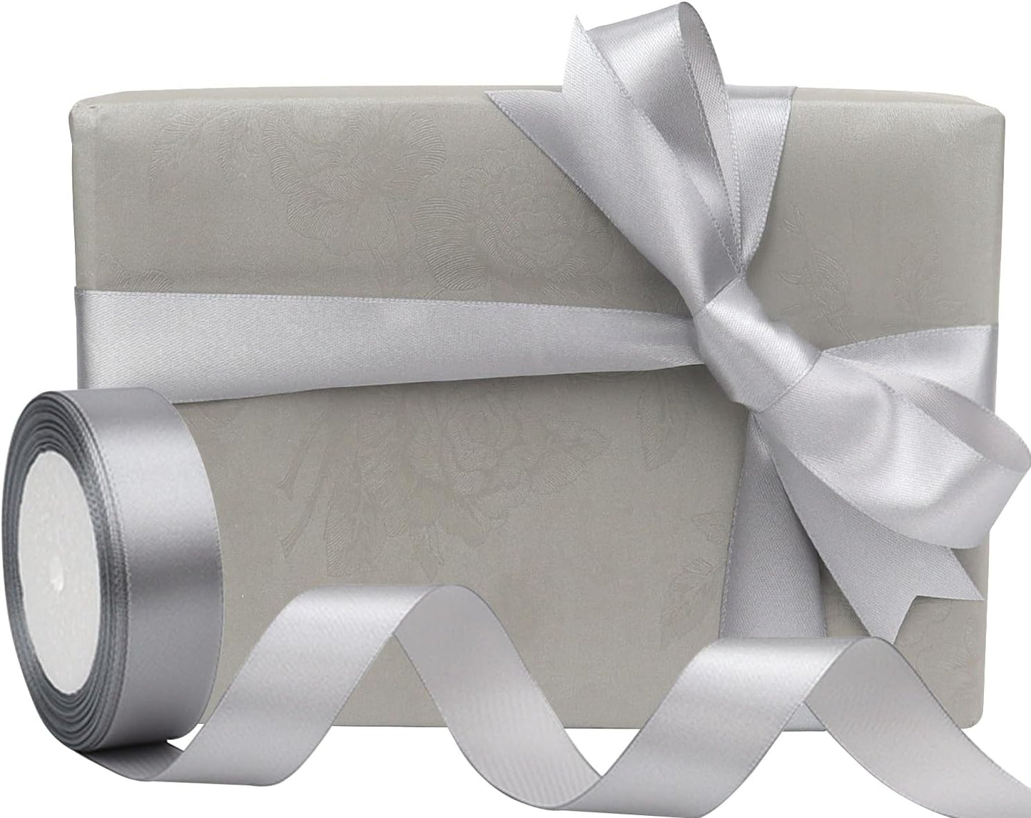 Gray Solid Satin Ribbon 1 Inch 25 Yards Solid Polyester Fabric Ribbon for Gift Wrapping Wedding Christmas Baby Shower Birthday Party Decoration Handmade Immortal Flower Craft