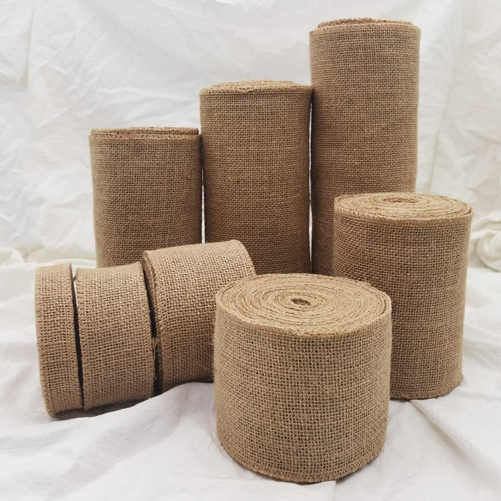INSPIRELLE 2" Natural Burlap Fabric Roll 10 Yards Jute Ribbon for Gift Wrapping Craft Projects Wedding Decoration Home Decoration 5CM