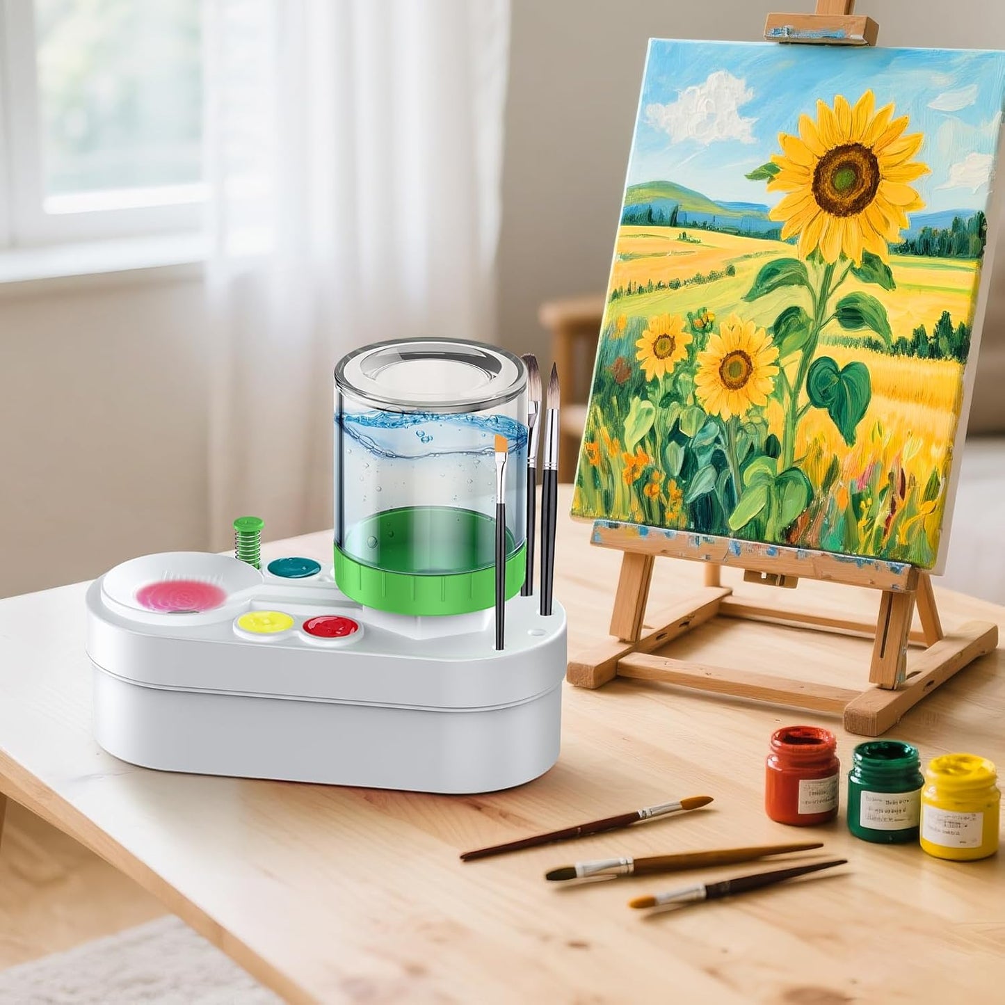 2025 Upgraded Paint Brush Cleaner: Art Supplies for Kids&Adults, Paint Station for Kids, Portable Water Circulation Paint Brush Washer Tool for Artists, Christmas&Birthday Gifts for Kids&Adults