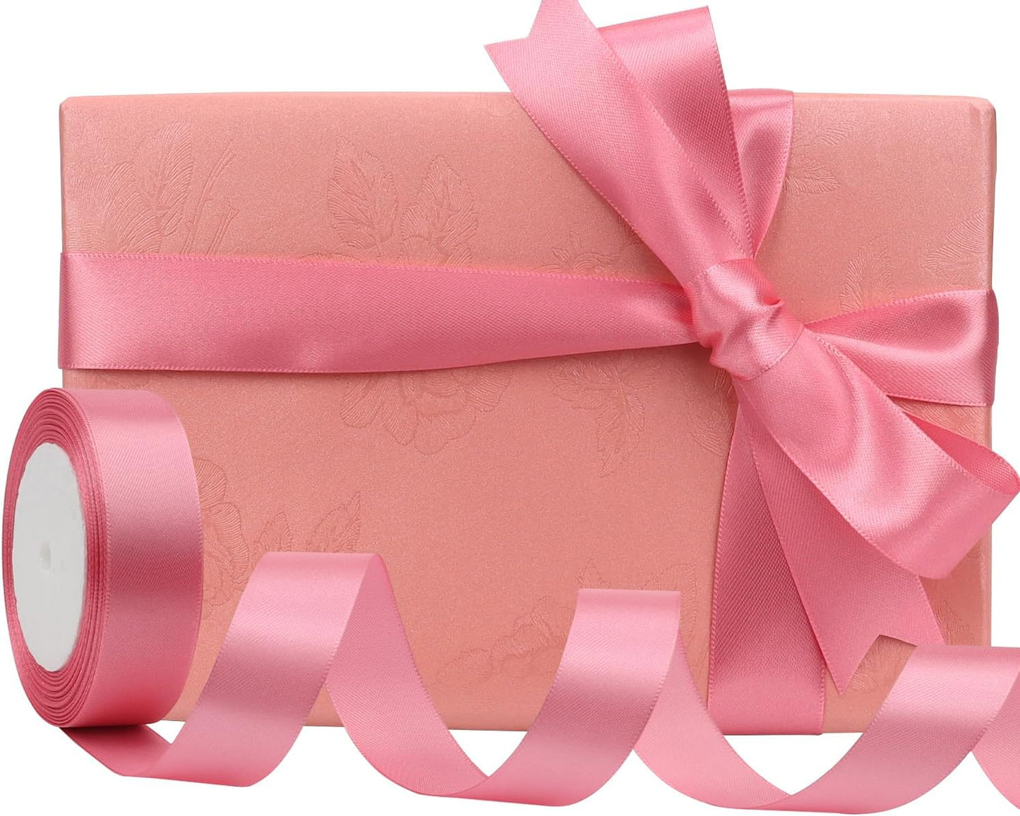 Rose Gold Solid Satin Ribbon 1 Inch 25 Yards Solid Polyester Fabric Ribbon for Gift Wrapping Wedding Christmas Baby Shower Birthday Party Decoration Handmade Immortal Flower Craft