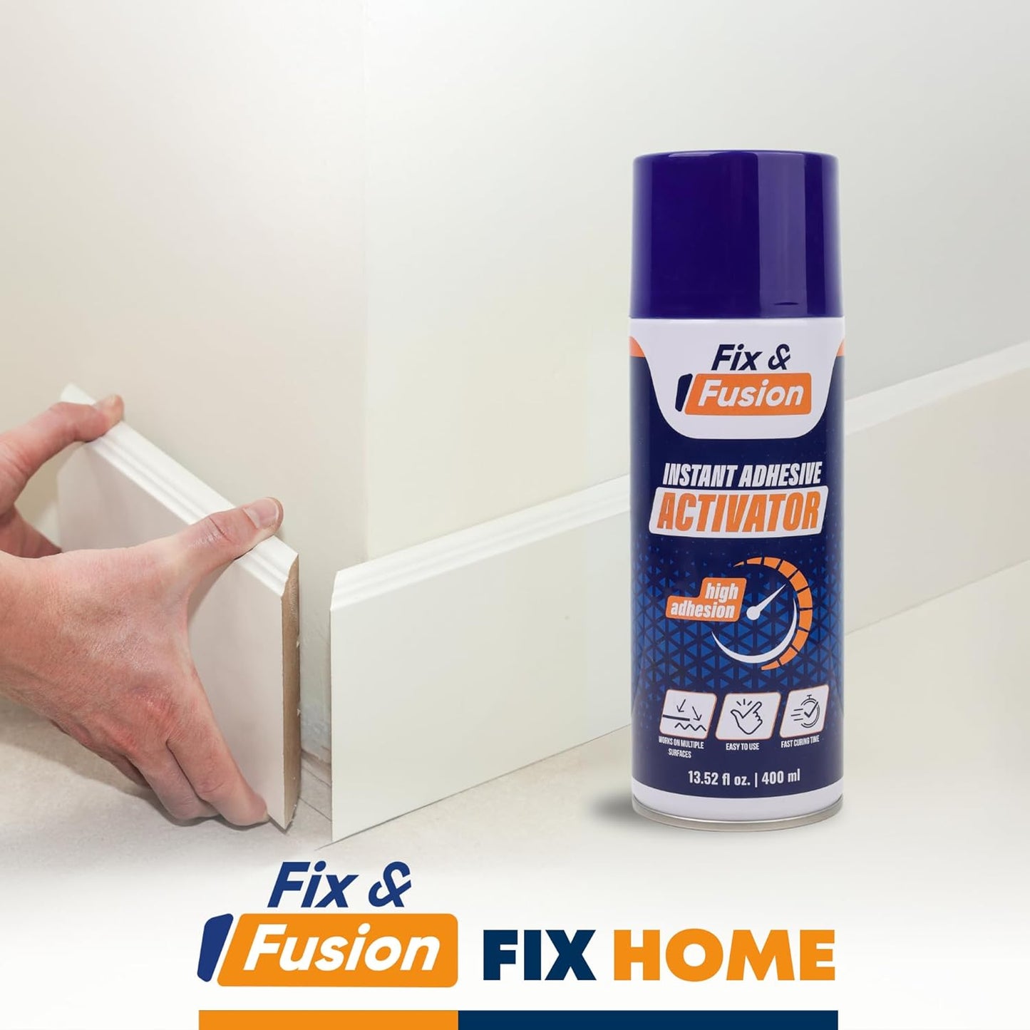 FIX & FUSION Activator Spray (13.5 Fl Oz), Instant Cure Accelerator for Cyanoacrylate (CA) Super Glue for Wood, Plastic, Rubber, Granite, and DIY & Professional, Accelerates Bonding Strength, (2 Pack)