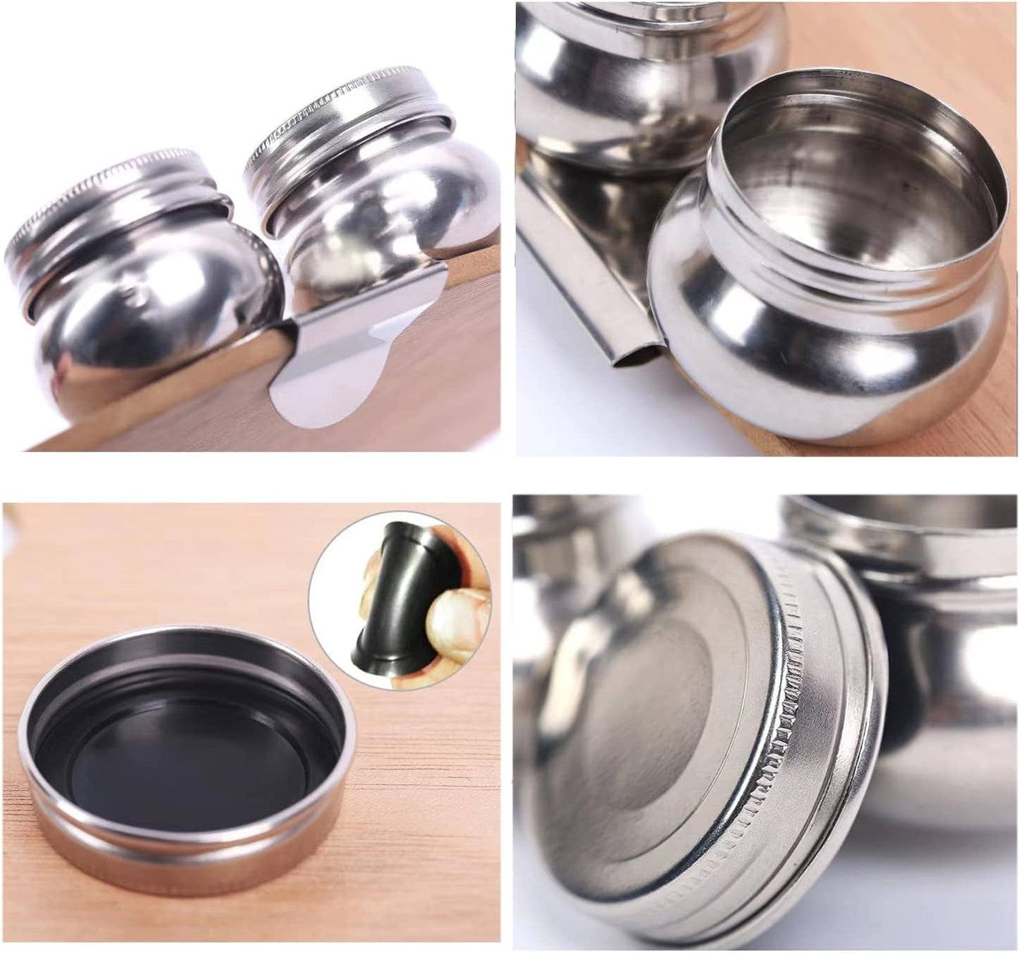 Stainless Steel Palette Cup with Lid, Portable Travel Double Dipper Oil Painting Pot Container, No Leakage, Can Clip on Palette