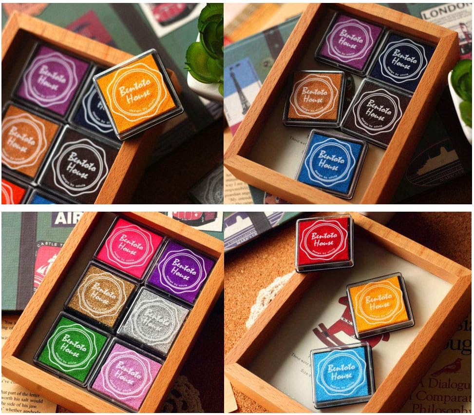 Dizdkizd Finger Craft Ink Pads, 20 Colors Craft Ink Pads for Rubber Stamps, Paper, Scrapbooking, Wood, Fabric, Best Gift for Kids