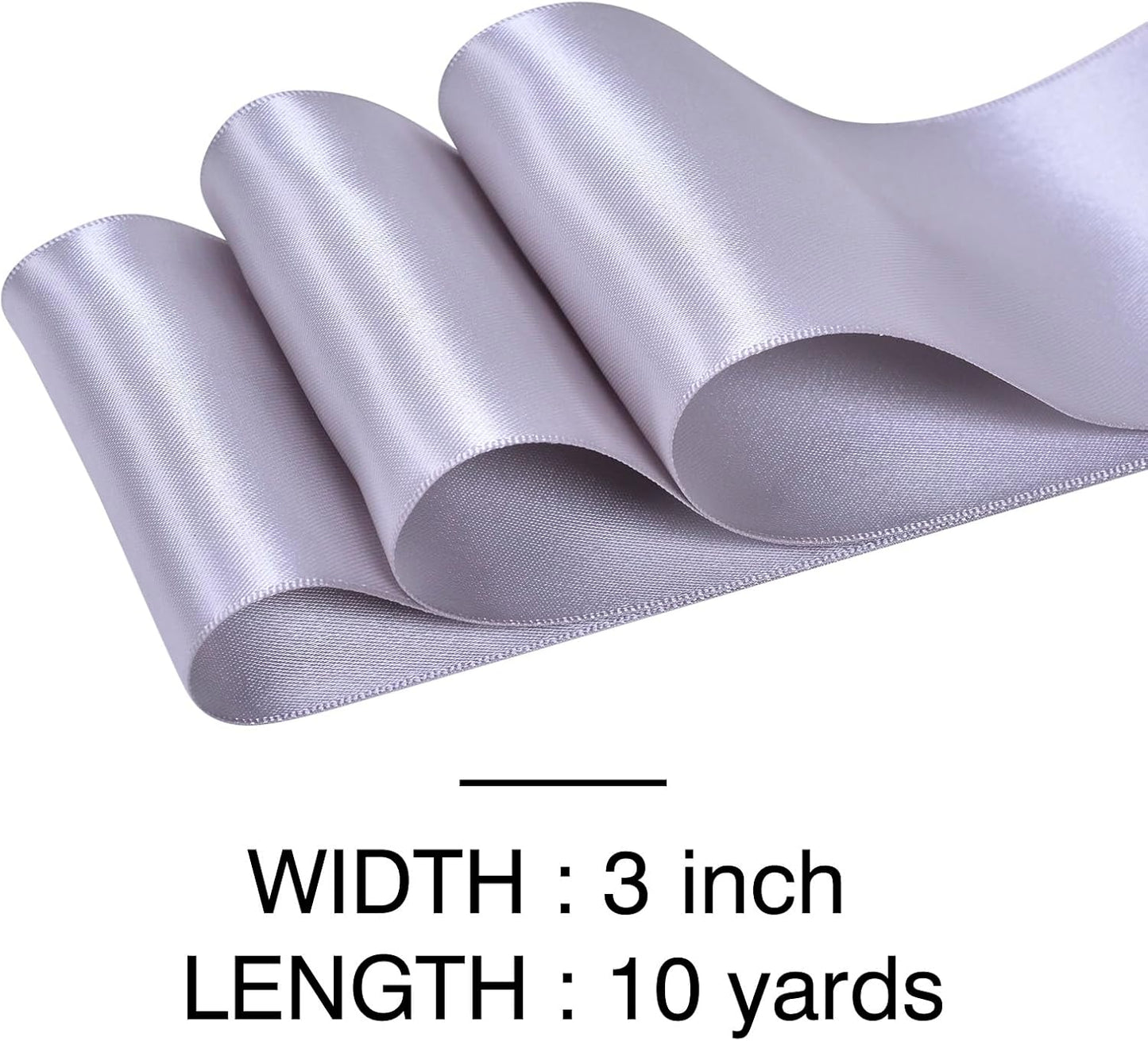 YAMA Silver Double Faced Satin Ribbon, 3 Inch 10 Yards, Great for Crafts Bows Flower Bouquet Wedding Home Decor Gift Wrapping