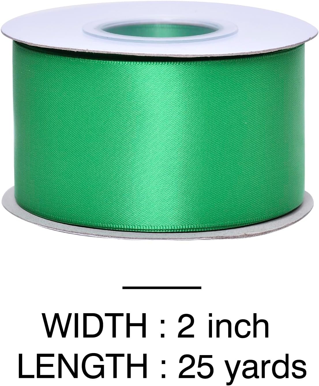YAMA Green Double Faced Satin Ribbon, 2 Inch 25 Yards, Great for Crafts Bows Flower Bouquet Wedding Home Decor Gift Wrapping