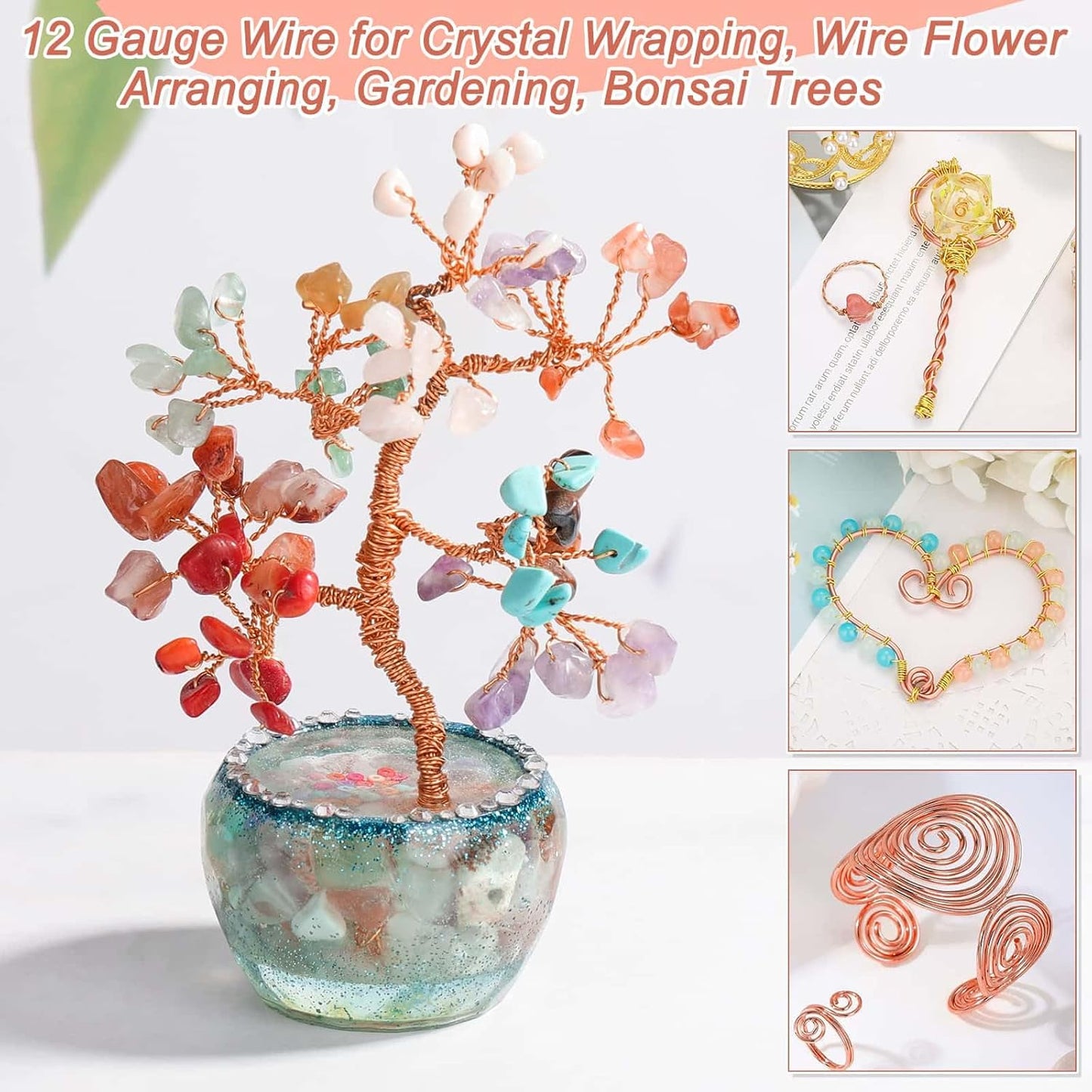 Anezus 12 Gauge Craft Wire Bendable - 2mm Metal Armature Sculpting Wire for Crafting, Wreath Making, Jewelry Making, Beading, Floral (Copper, 100 Feet)