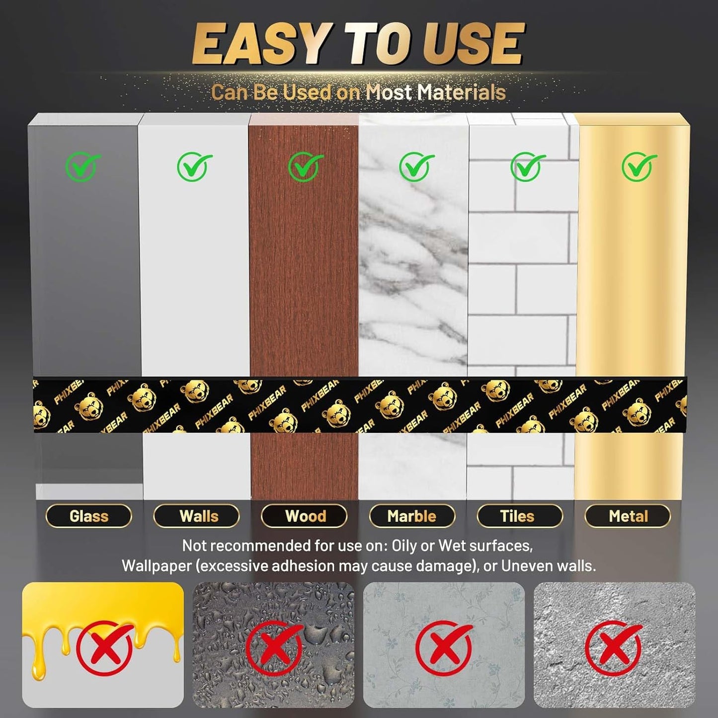 High Temp Resistant Heavy Duty Double Sided Tape Pro+ - Super Strong, Removable No Residue, Weatherproof - for Home, Outdoor, Automotive Use - 0.4" x 19.7 ft