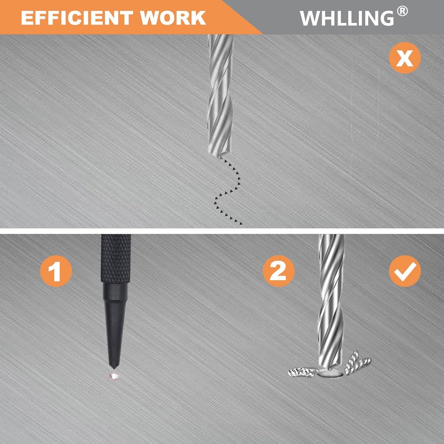 4-Piece Nail Setter Punch and Center Punch Set, Made of High Quality Metal Material with Knurled Grip Includes 1/32", 1/16", 3/32", 1/8" Black-Finished Nail Set