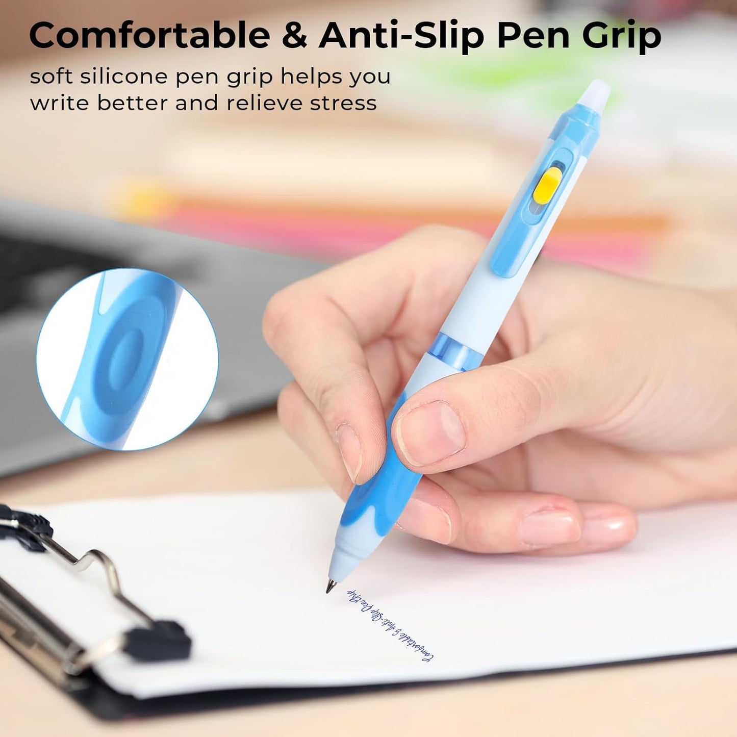M&G 3 Pcs Retractable Erasable Gel Pens, 0.5 mm Blue Ink Gel Pen, Extra Fine Point Erasable Pen Make Mistakes Disappear, Premium Comfort Grip Note Taking and Crossword Puzzles