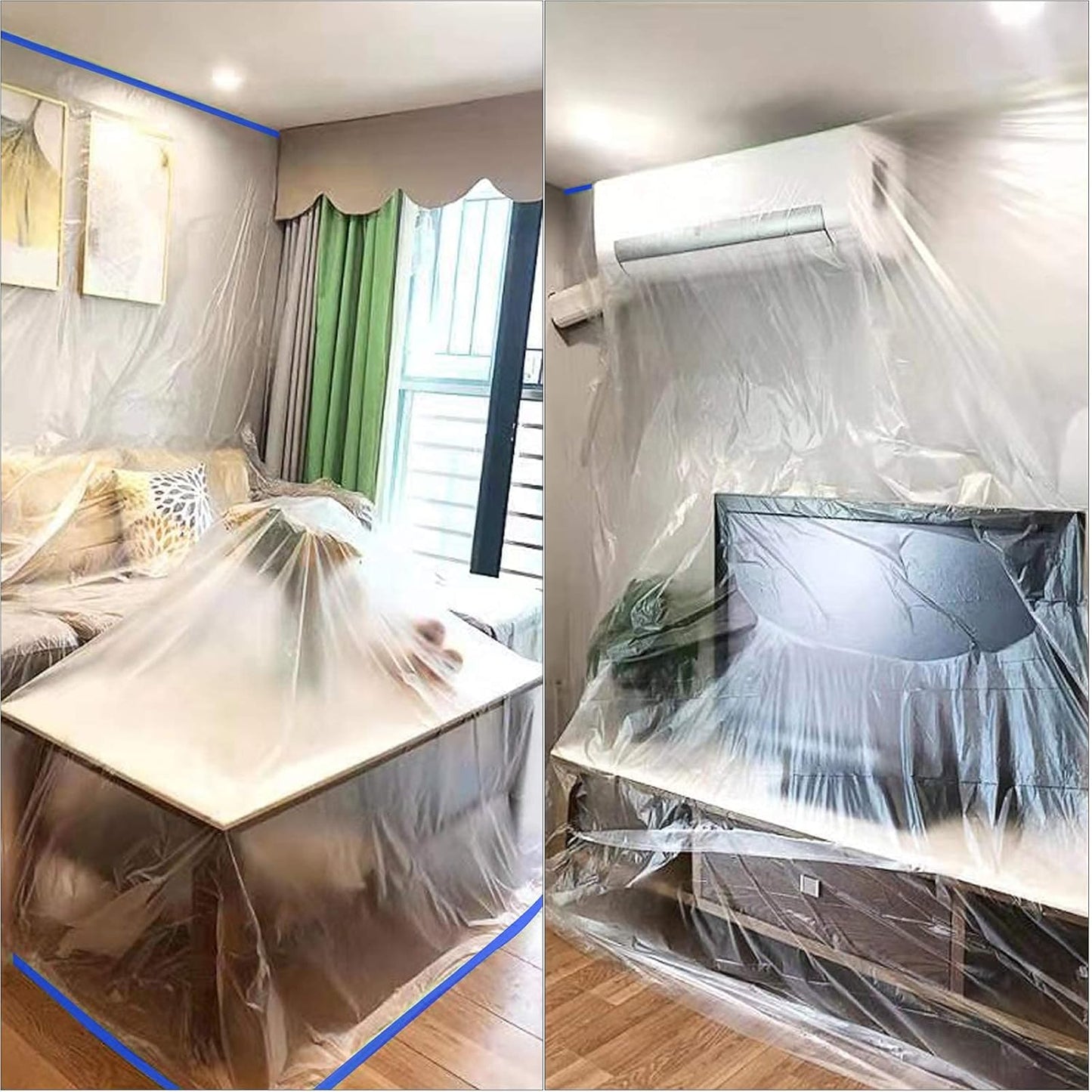 VECOPE 3-Piece Set,Pre- Masking Film Protection Covering Cloth Tape | for Automotive Covering Painting Paint Masking (8-Feet X 65-Feet)