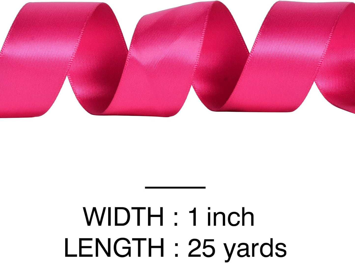 YAMA Hot Pink Double Faced Satin Ribbon, 1 Inch 25 Yards, Great for Crafts Bows Flower Bouquet Wedding Home Decor Gift Wrapping
