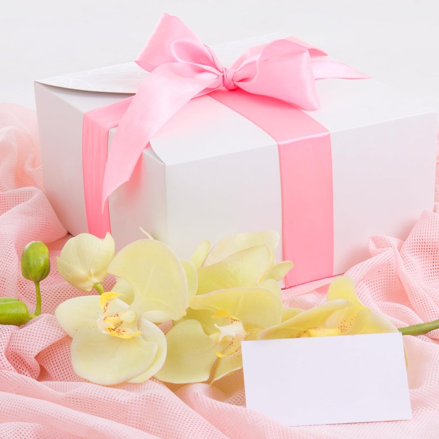 LIUYAXI Pink Stain Ribbon, 5/8" X Continuous 50 Yards, Double Faced Fabric Ribbon Perfect for Gift Wrapping Wedding Birthday Party Christmas Hair Floral Craft Baby Shower