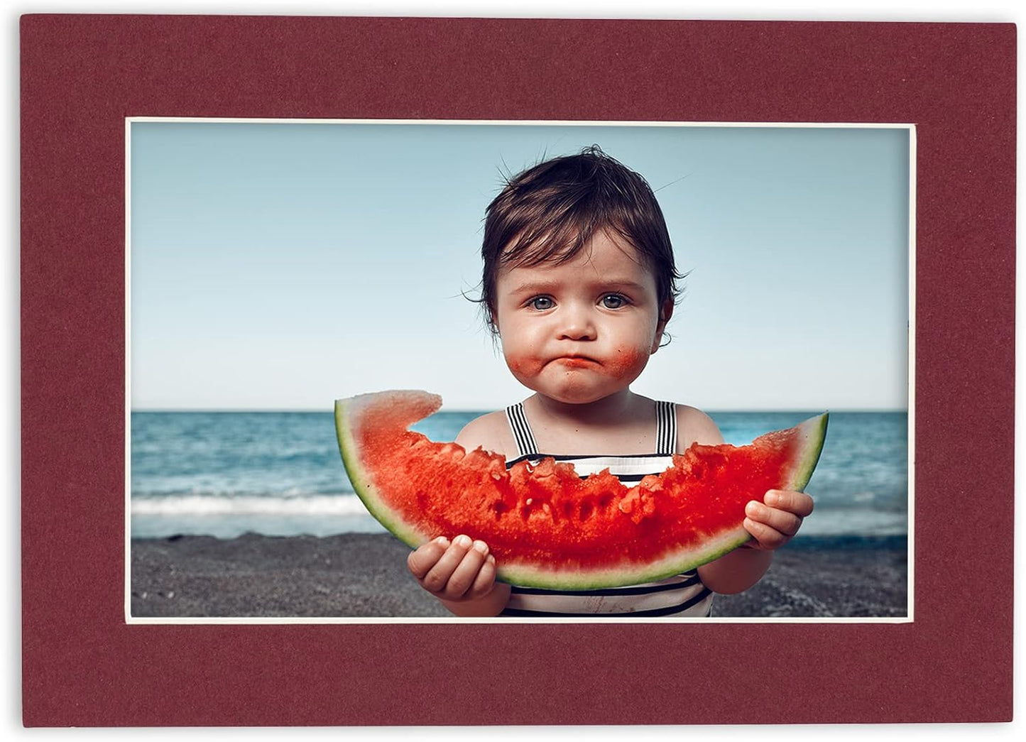 5x7 Mat for 8.5x11 Frame - Precut Mat Board Acid-Free Maroon 5x7 Photo Matte Made to Fit a 8.5x11 Picture Frame, Premium Matboard for Family Photos, Show Kits, Art, Picture Framing, Pack of 25 Mats