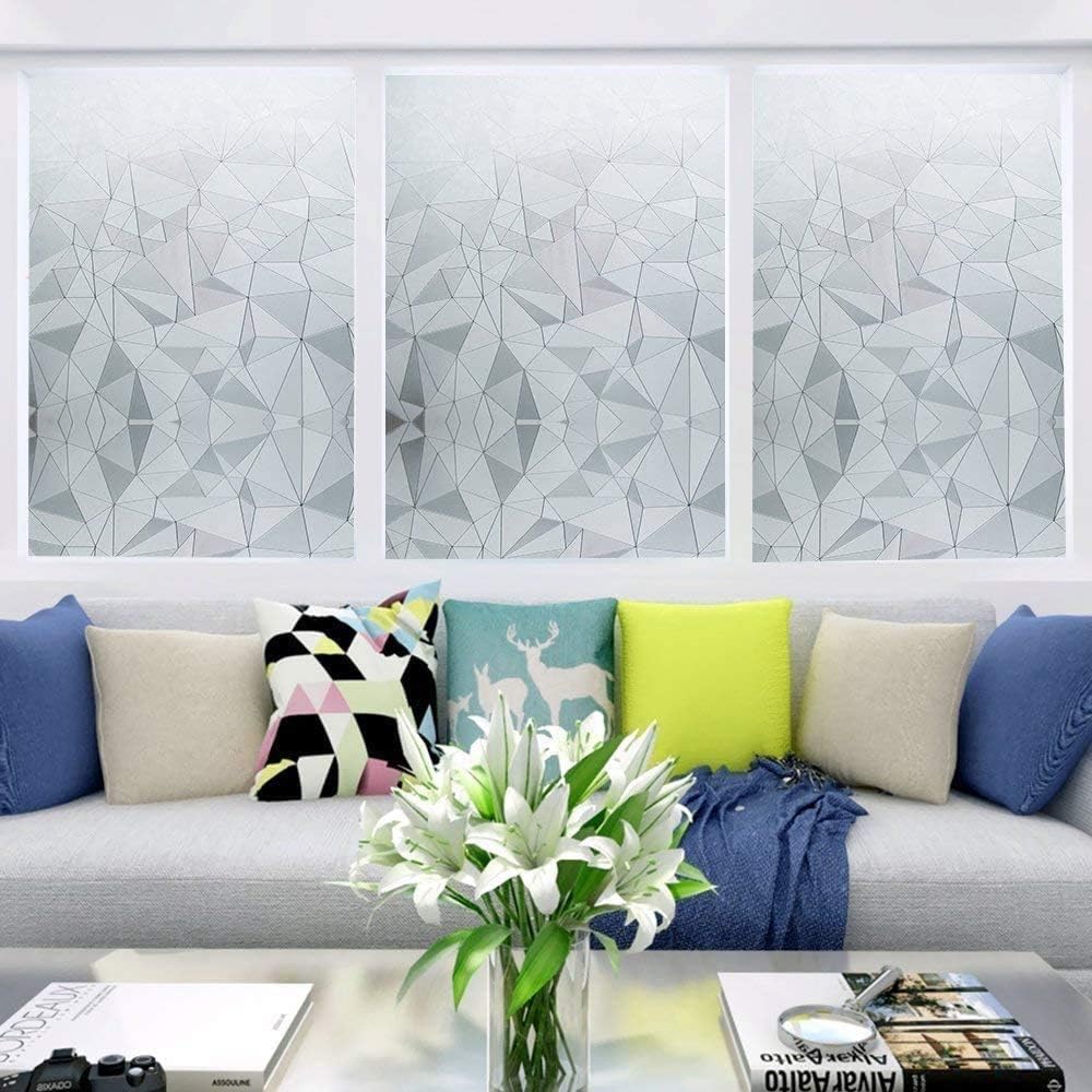 Niviy 3D No Glue Static Cling Window Films Privacy Cut Glass Window Sticker for Bathroom Office Kitchen Window Decor 35.4"x 78.7"