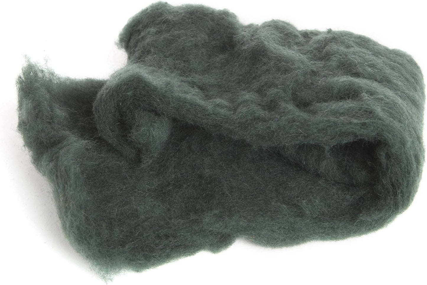 Desert Breeze Distributing Maori Wool Carded Batting, 100% Natural New Zealand Wool Made by DHG in Italy for Needle Felting, 3.5 OZ, 27 Micron, Color Forest Green