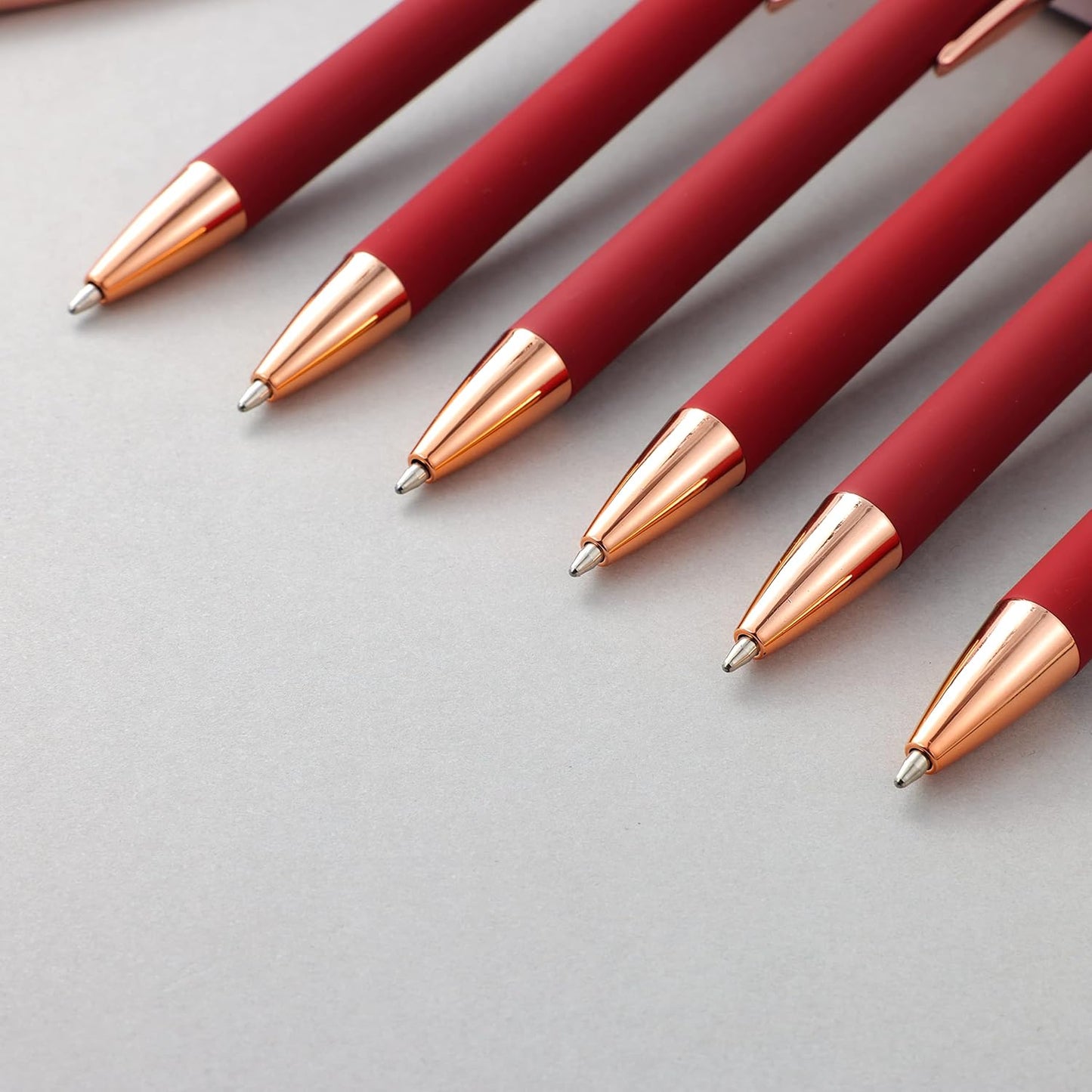 12 PCS 2 in 1 Stylus Ballpoint Pen with Stylus Tip, 1.0 mm Black Ink Metal Pen Stylus Pen for Touch Screens (Rose Gold & Red)
