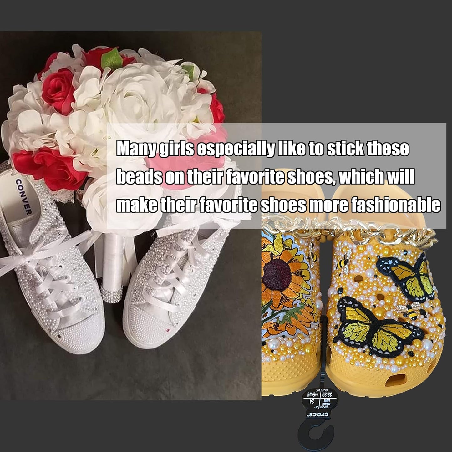 YAKA 3000 PCS 1 Box 7Sizes 2.5/3/4/5/6/8/10mm Flat Back Half Round Pearl Cabochon Bead Loose Beads Gem for Nail Craft Scrapbook DIY Decoration (Black)