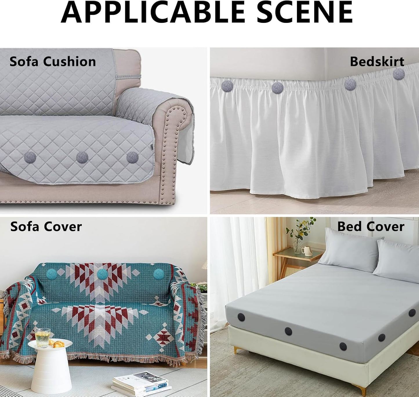 12 Colors Fabric Covered Button Twist Pins Dust Ruffle Pins- for Sofa,Upholstery,Armchair Caddies, Armrest Covers,Bed Skirts, Slipcovers, Headliners (Rice White, 12)