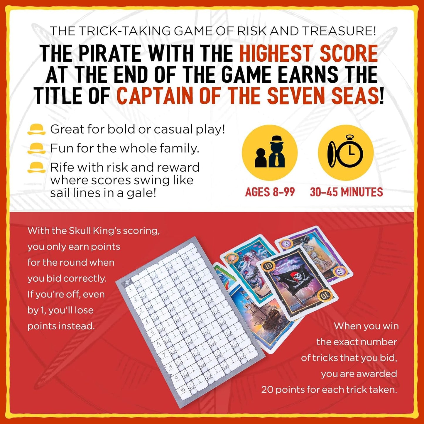 Grandpa Beck's Games Skull King - The Ultimate Pirate Trick Taking Card Game | Fun Strategy Game for Friends, Family, Game Night | from The Creators of Cover Your Assets | 2-8 Players Ages 8+