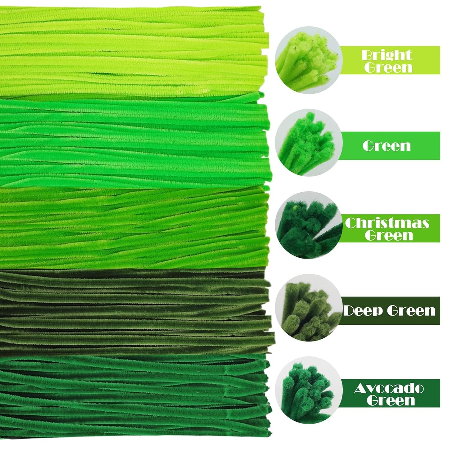 500PCS Pipe Cleaners Craft - Green Pipe Cleaners Craft Bulk Supplies,Chenille Stems for Kids and Adults DIY Arts Crafts Project