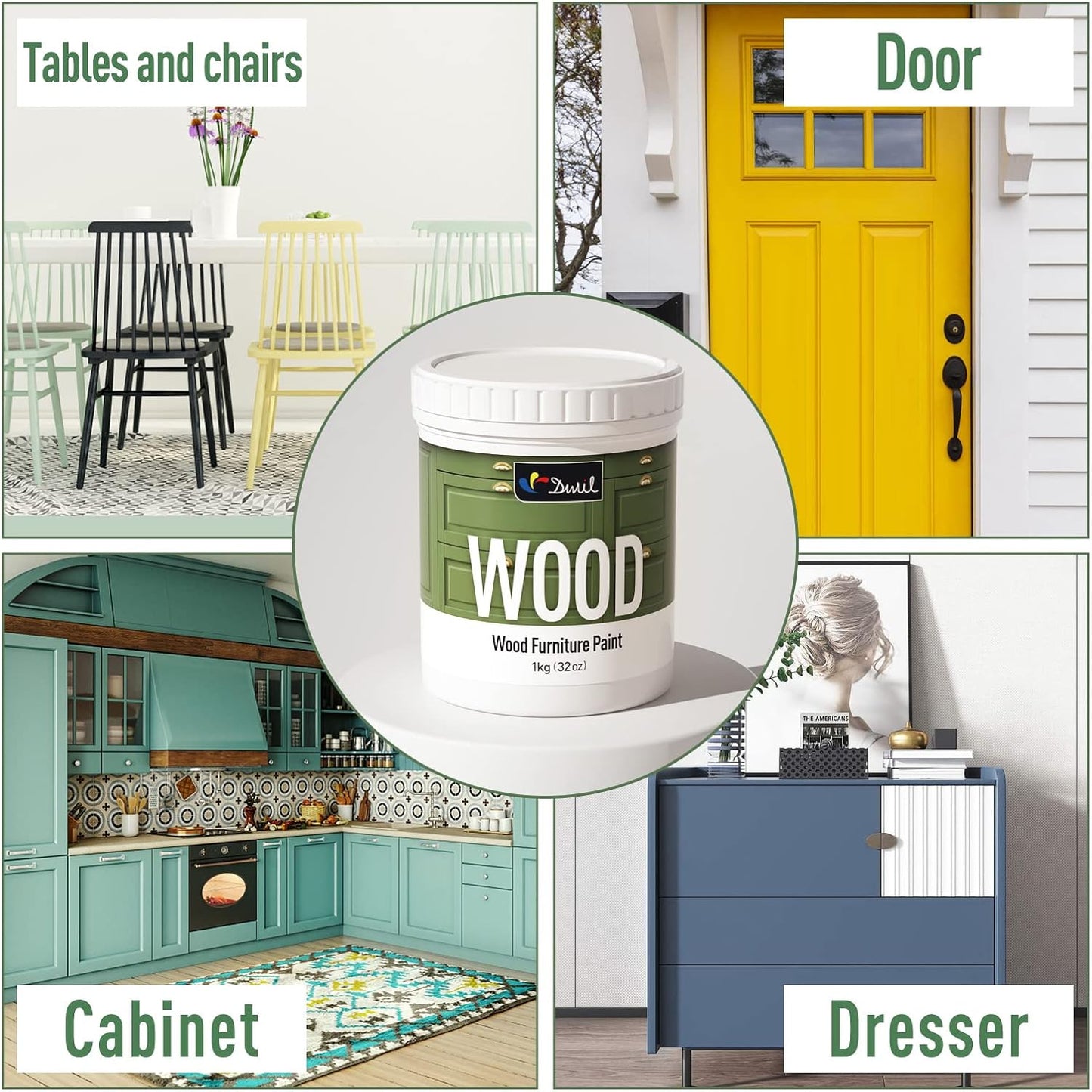 DWIL Matte Finish Furniture Paint - 5 Oz Wood Paint for Cabinets, Doors, Tables, and Dressers Refinishing - Water-Based, Non-Toxic & Odorless, Easy to Apply(Black)-Trial Pack