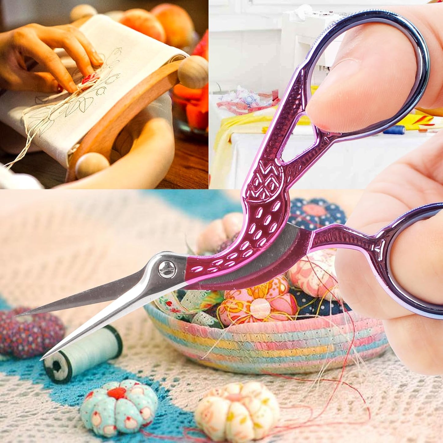 BIHRTC Small Embroidery Detail Shears Crafting Scissor Sharp Tip Stainless Steel Scissors 3.6Inch Needlework Scissors for Cross Stitch Cutting Sewing Handcraft Craft Art Work