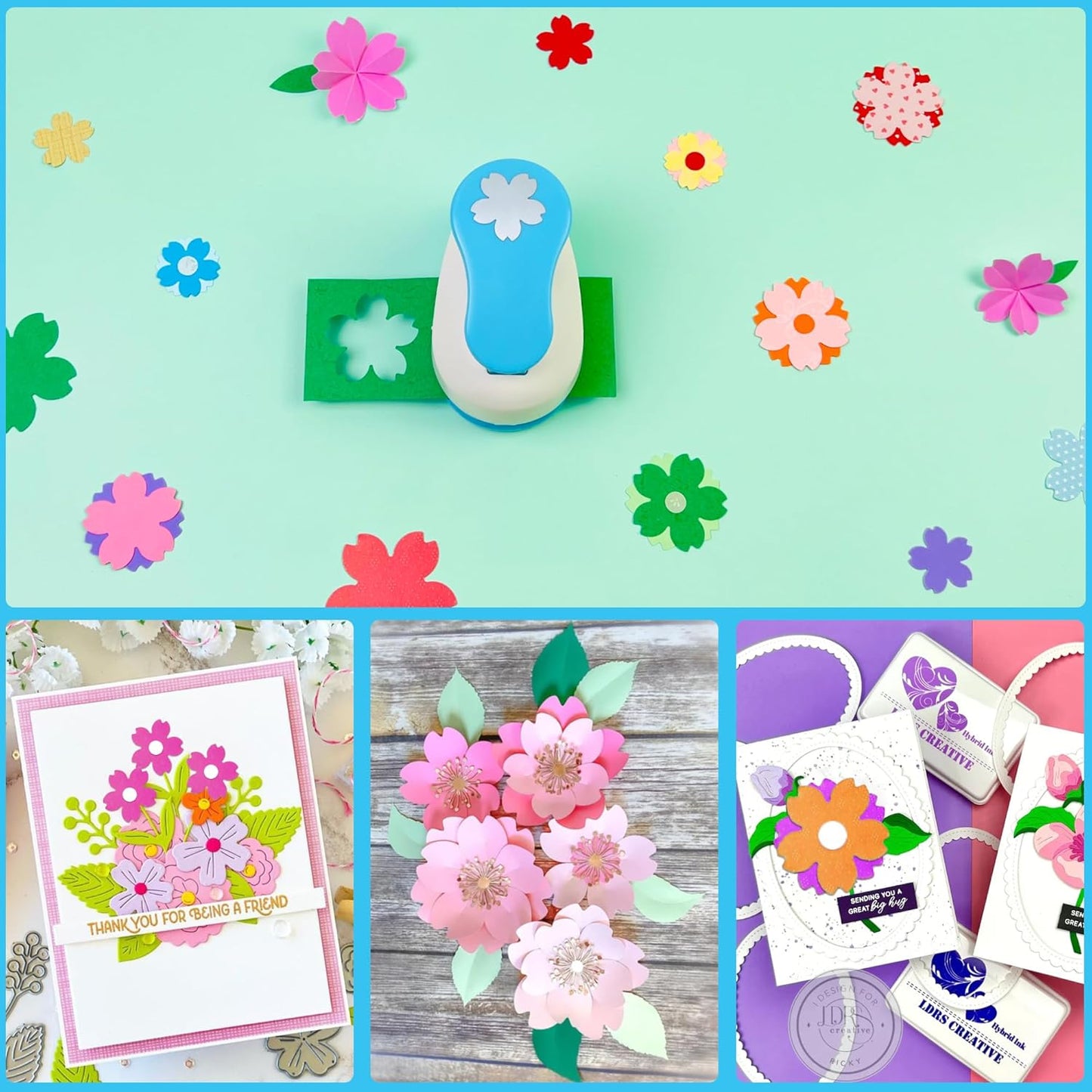 Flower Hole Punch for Paper Crafts, 1.5-Inch Across, Cherry Blossoms Punch Cutter, Lever Punch, Flower Shape for Card Making, Scrapbooking, DIY Arts