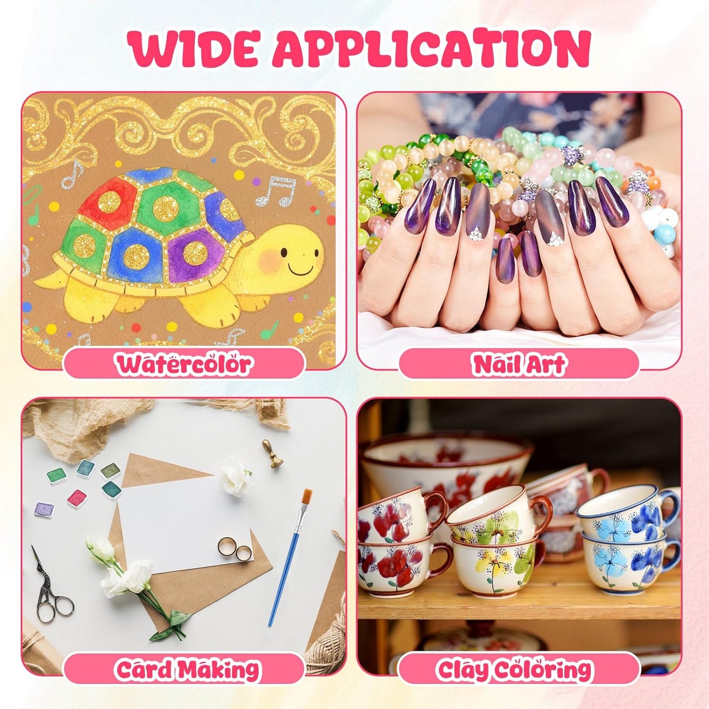 Nuanchu 12 Sets Metallic Watercolor Paint Set 20 Colors Glitter Solid Water Color Paint Bulk with Painting Brush for Art Studios Painting Nights School Students Beginners Holiday Gifts, Dunhuang Style