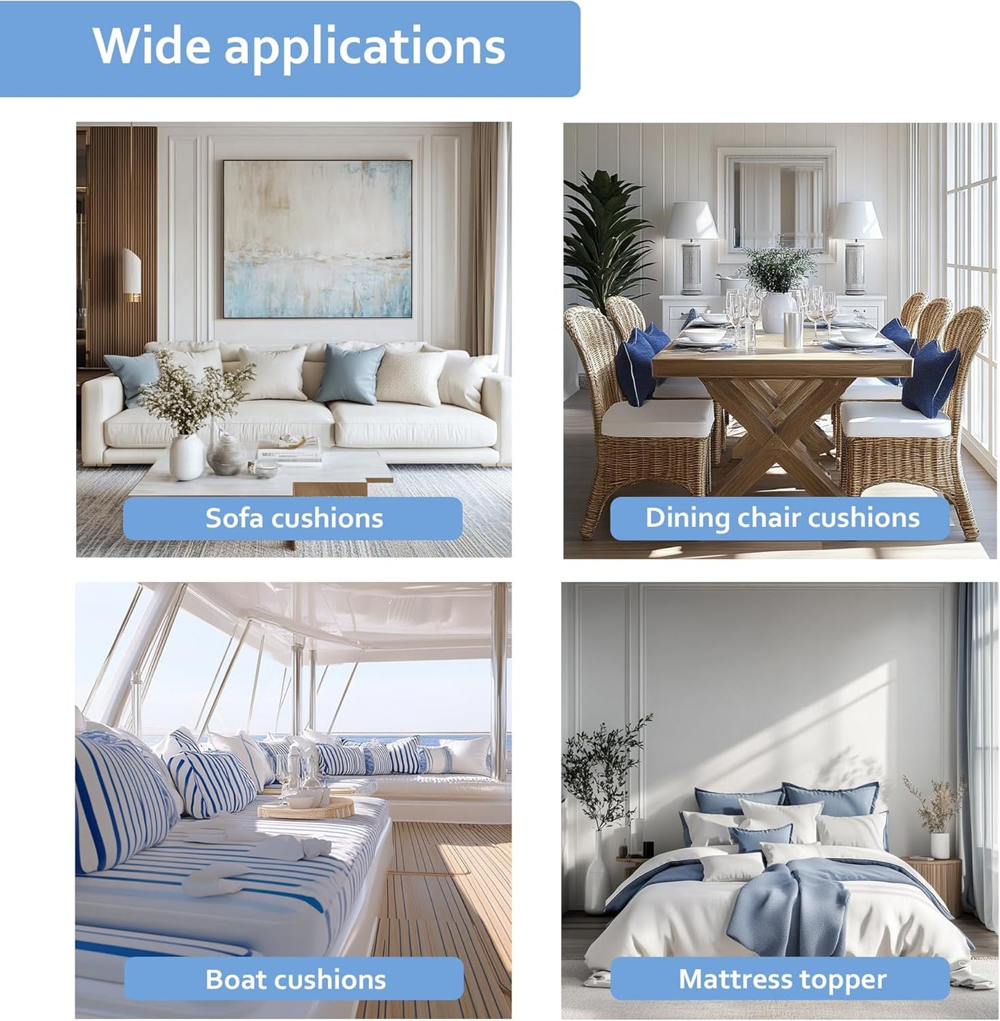 GoTo Foam 3" Height x 30" Width x 72" Length 35ILD (Semi-Firm) Upholstery Cushion Made in USA