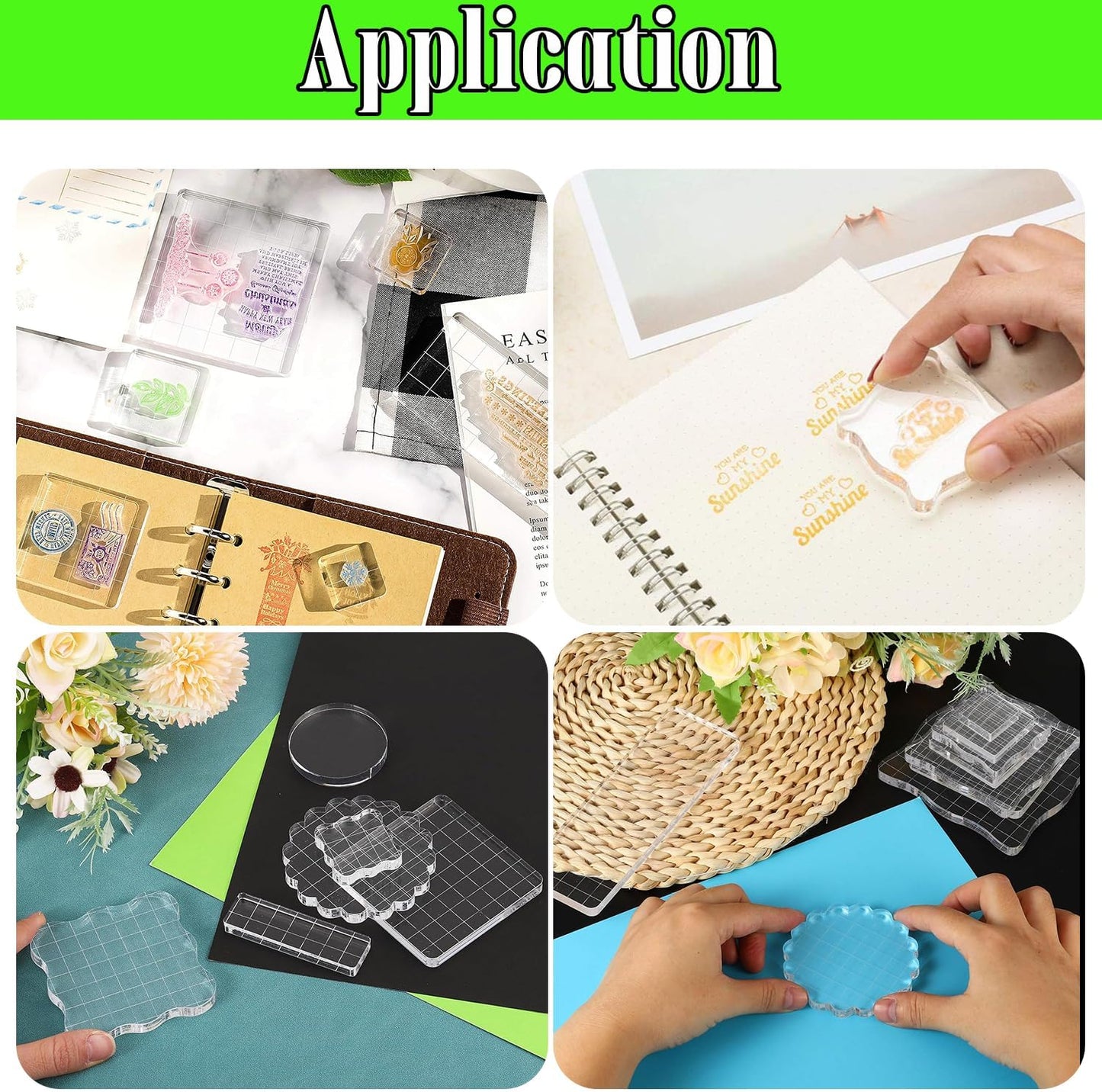 Clear Acrylic Stamp Blocks, 1.57" * 4.92" Acrylic Stamping Blocks Tools Clear Stamps with Grid Lines for Photography Props Scrapbooking Crafts Card Making