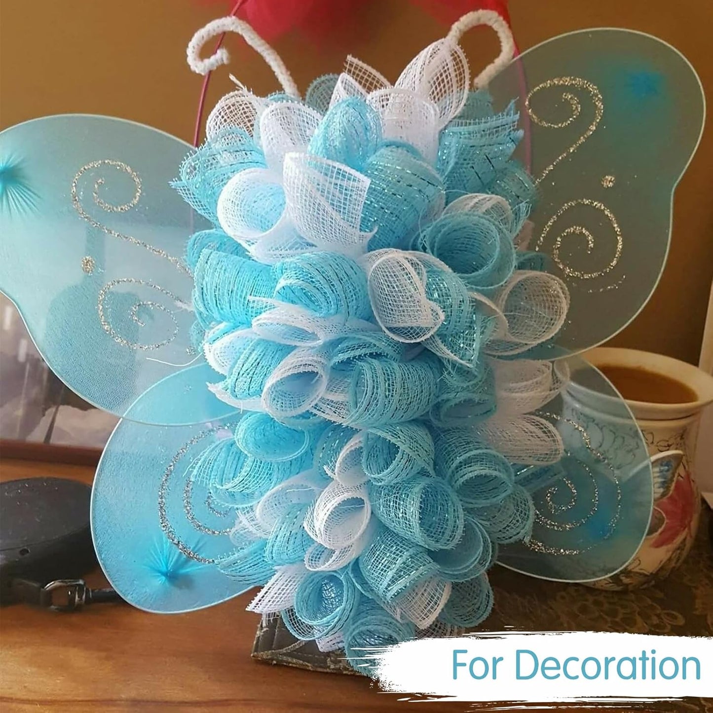 TONIFUL 2 Rolls 10 Inch Royal Blue Decorative Mesh Ribbbon Rolls, Fabric Mesh for Mesh Wreath Supplies, Front Door Wreath Crafts Tree Decor Christmas NewYears Halloween Decoration (10 yds/roll)