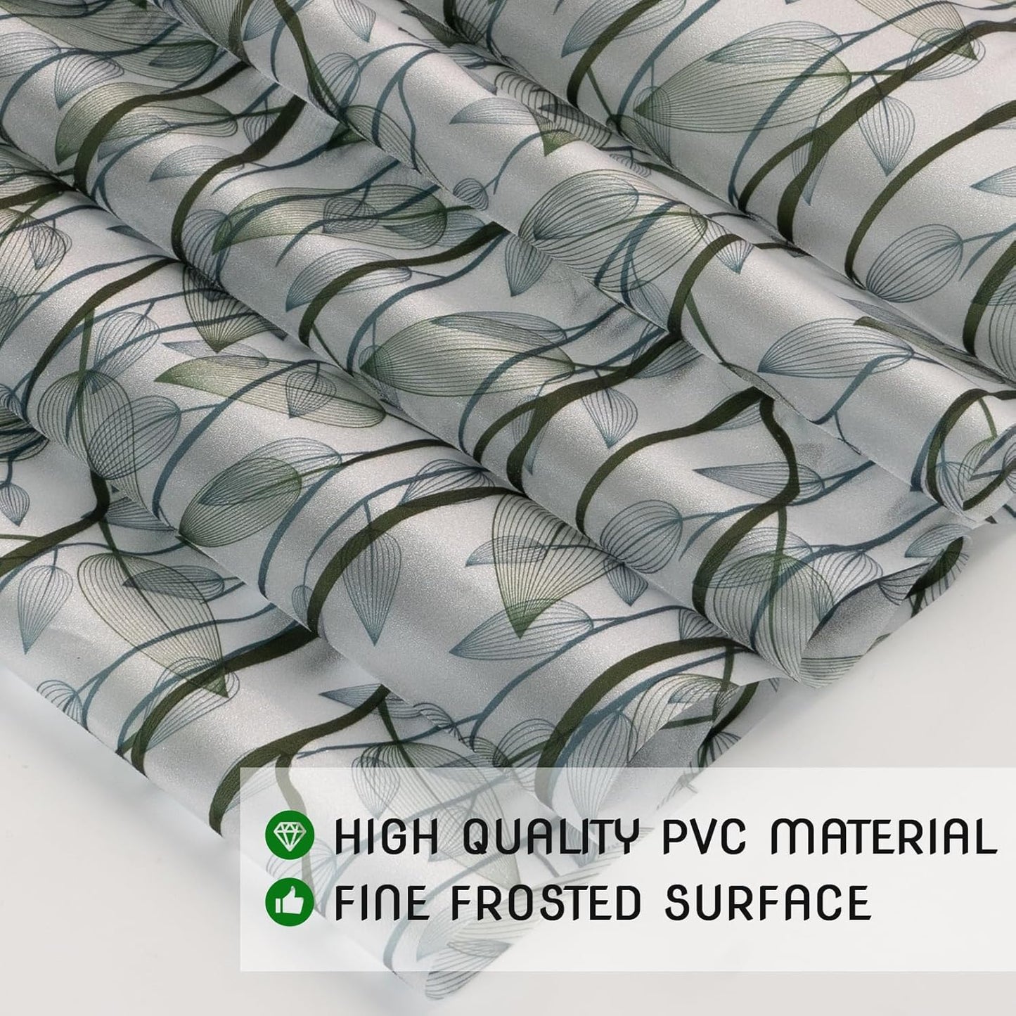 DKTIE Window Film Privacy with Installation Tools, Decorative Stained Glass Window Clings for Home, Static Cling Window Sticker for Front Door, Bathroom, Glass Door (Dark Green, 35.4'' x 118.1'')