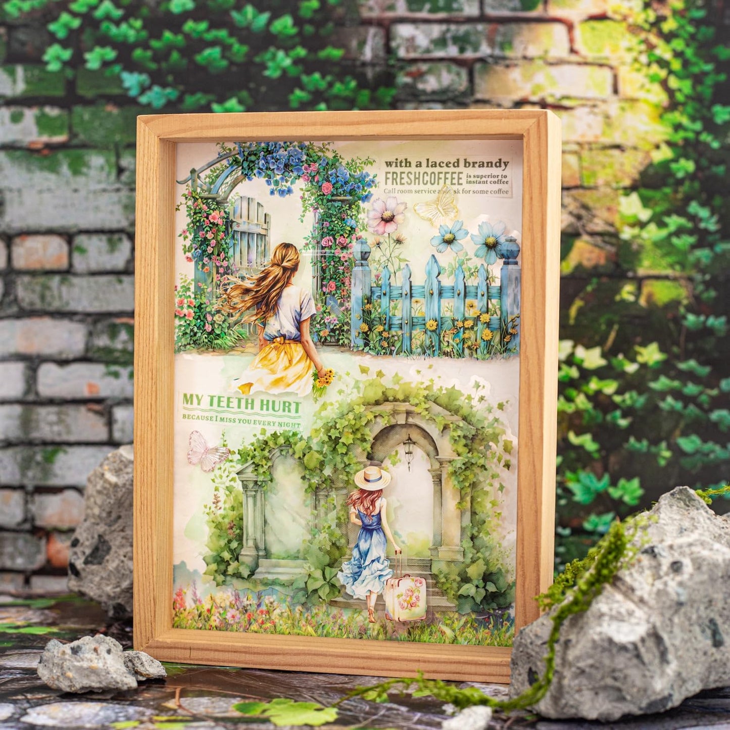 90Pcs Manor Fence PET Stickers, Vintage Garden and Floral Stickers for Scrapbooking, Journaling, DIY Crafts, with Organizer for Easy Storage