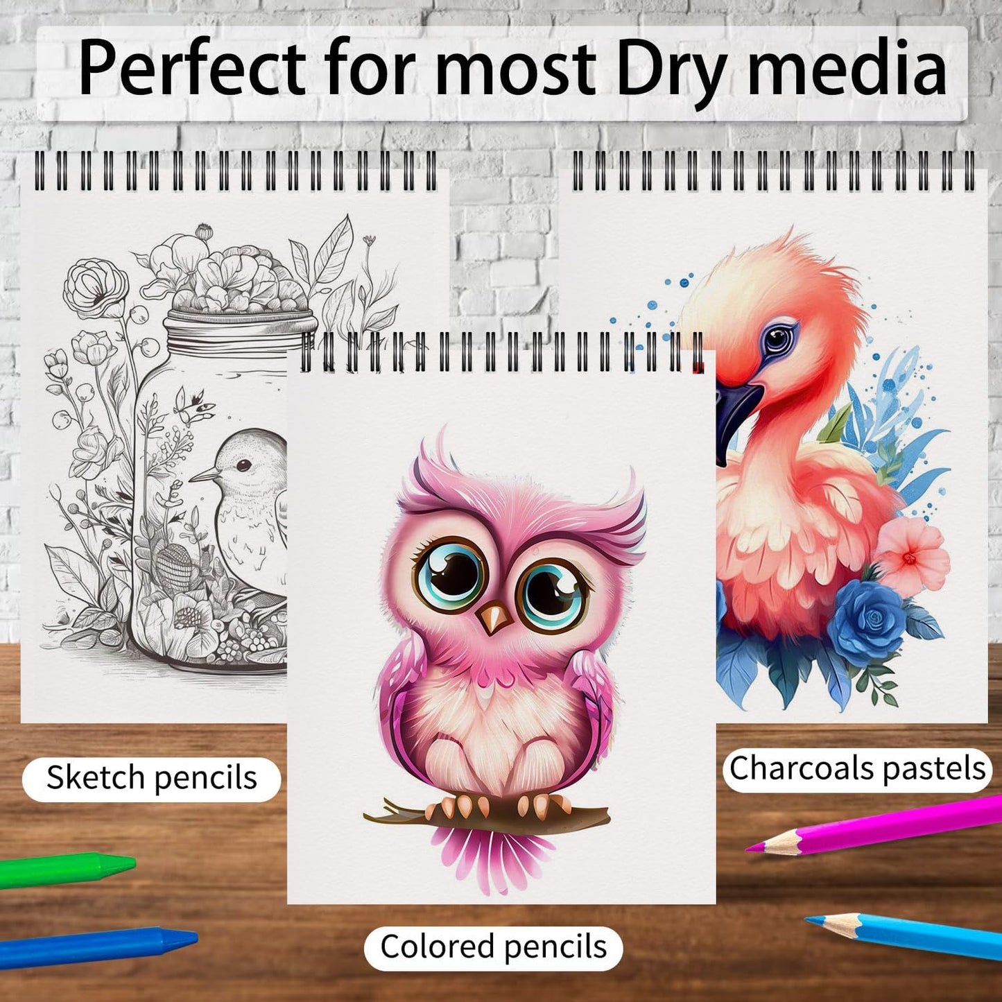 OSIMIG 10 Pack Sketch Books - 8.5" x 11", Top Spiral Bound Sketch Pad, 300 Sheet Total (68lb/100gsm), Drawing Paper Pad, Sketchbooks for Kids & Adults