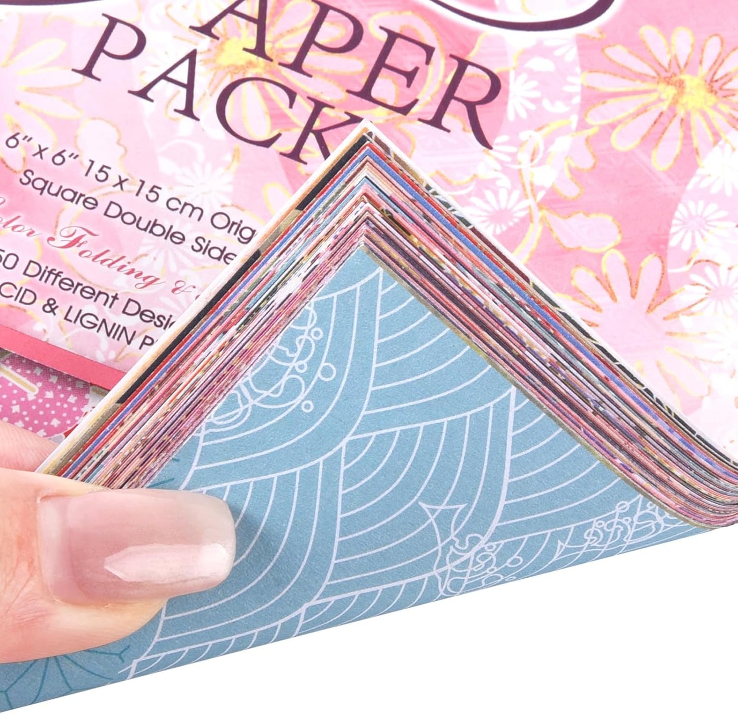 Origami 6x6 Paper Kit 150 Sheets 150 Vivid Colors Double Sided Same Printed Traditional Patterns Square for Arts Crafts Projects Japan Traditional Chiyo.Flower