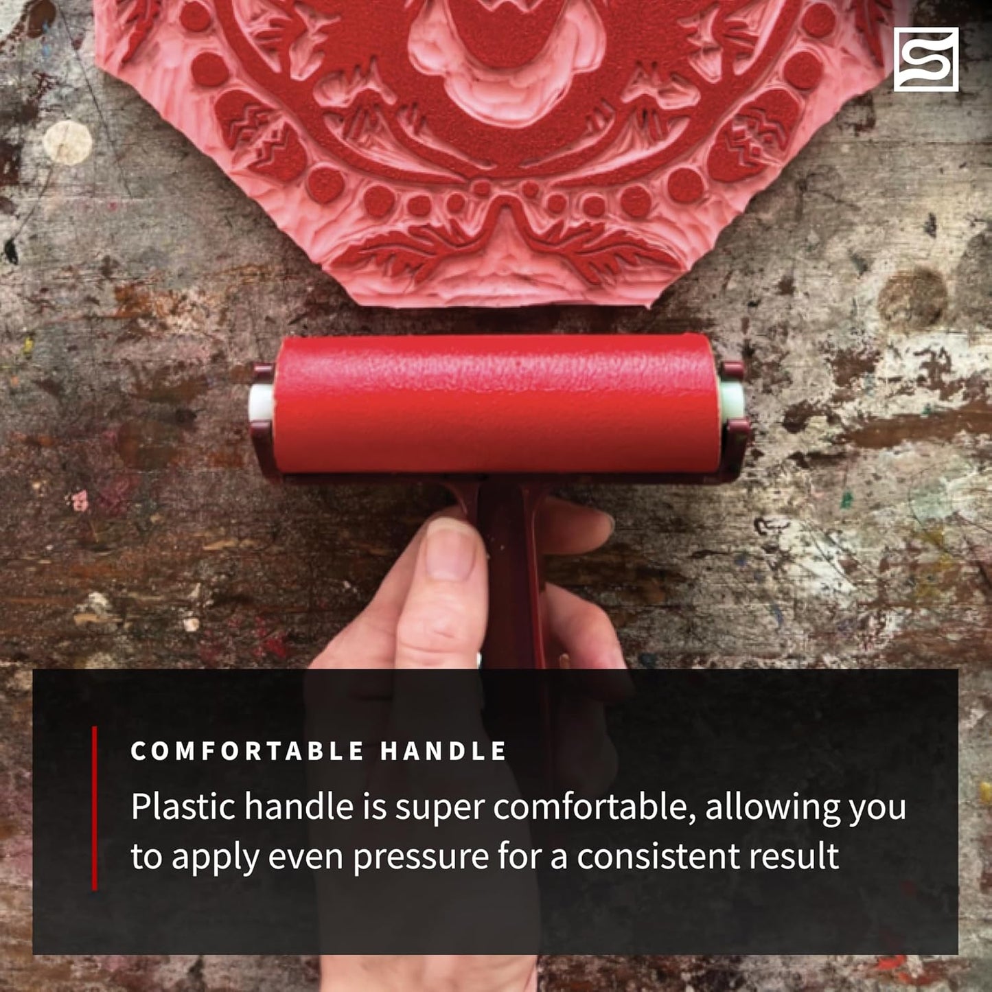 Speedball Pop-in Soft Rubber Brayer, 4" (6-Pack) – Roller Tool for Crafting and Block Printing, Vinyl, Comfort Grip Handle