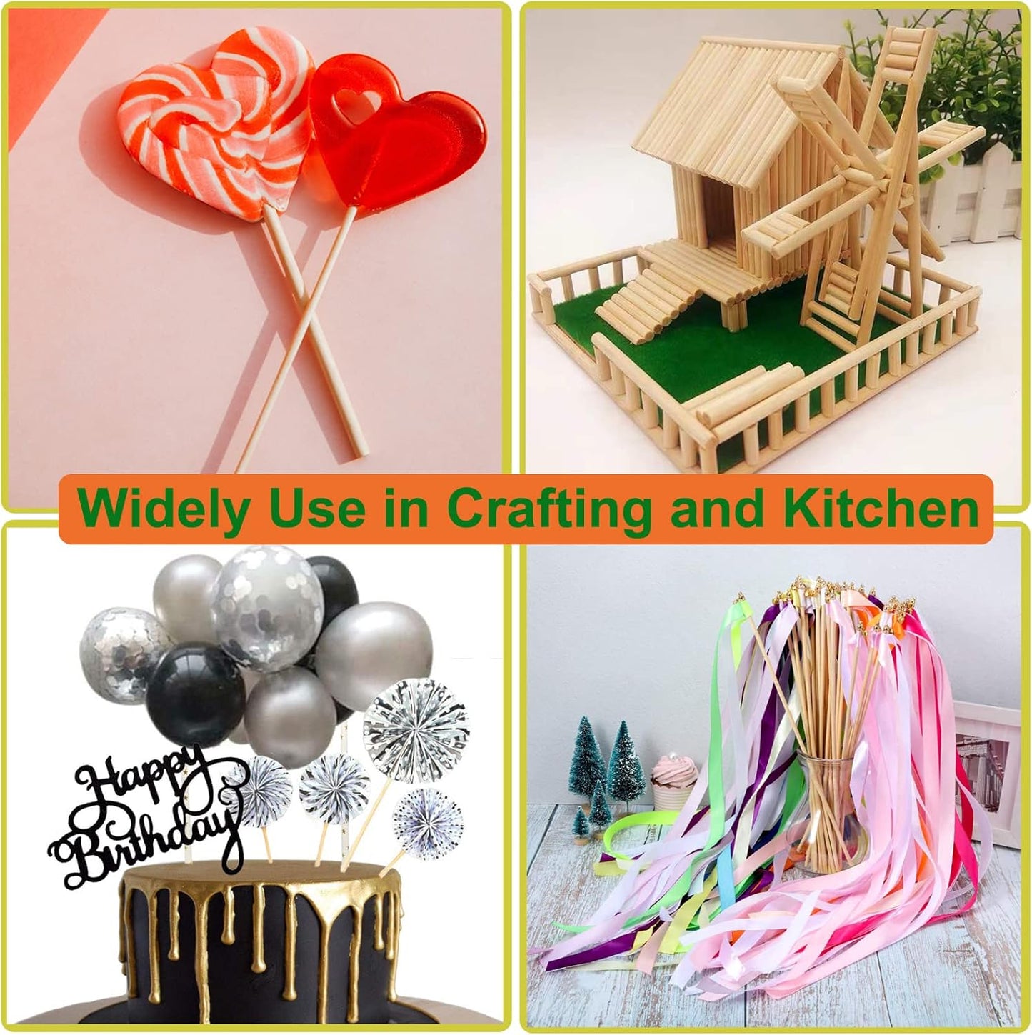 Wooden Dowels Wooden Sticks for Craft 3/16" x 6", 100 PCS Wood Dowel Rods, Wood Sticks for Crafting, Macrame Dowels, Unfinished Round Hardwood Stick for Tiered Cake Support and Wedding Ribbon Wands