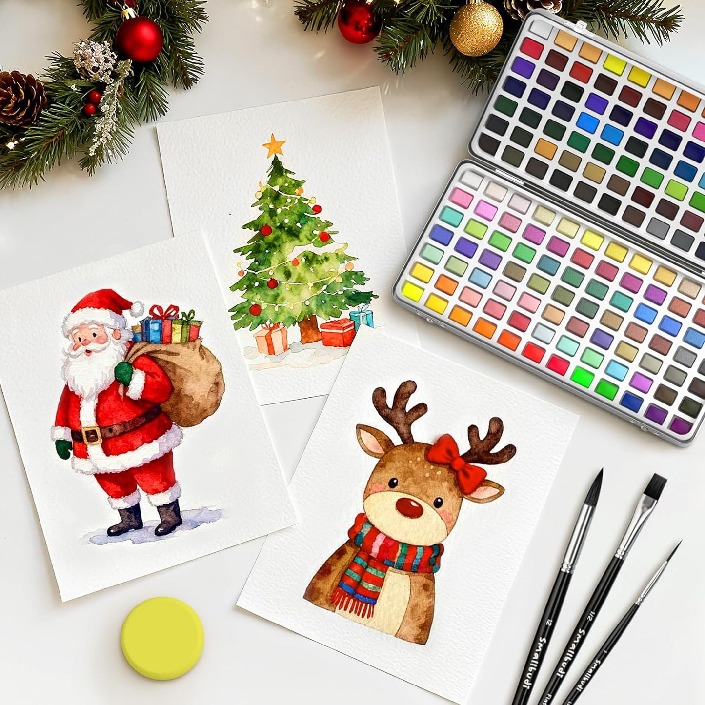 Watercolor Paint Set 168 Colors Including Metallic, Watercolor Kit with Case, Watercolor Paper, Paint Brushes, Palette and Accessories, Water Color Art Supplies Gift for Adults Kids Artists