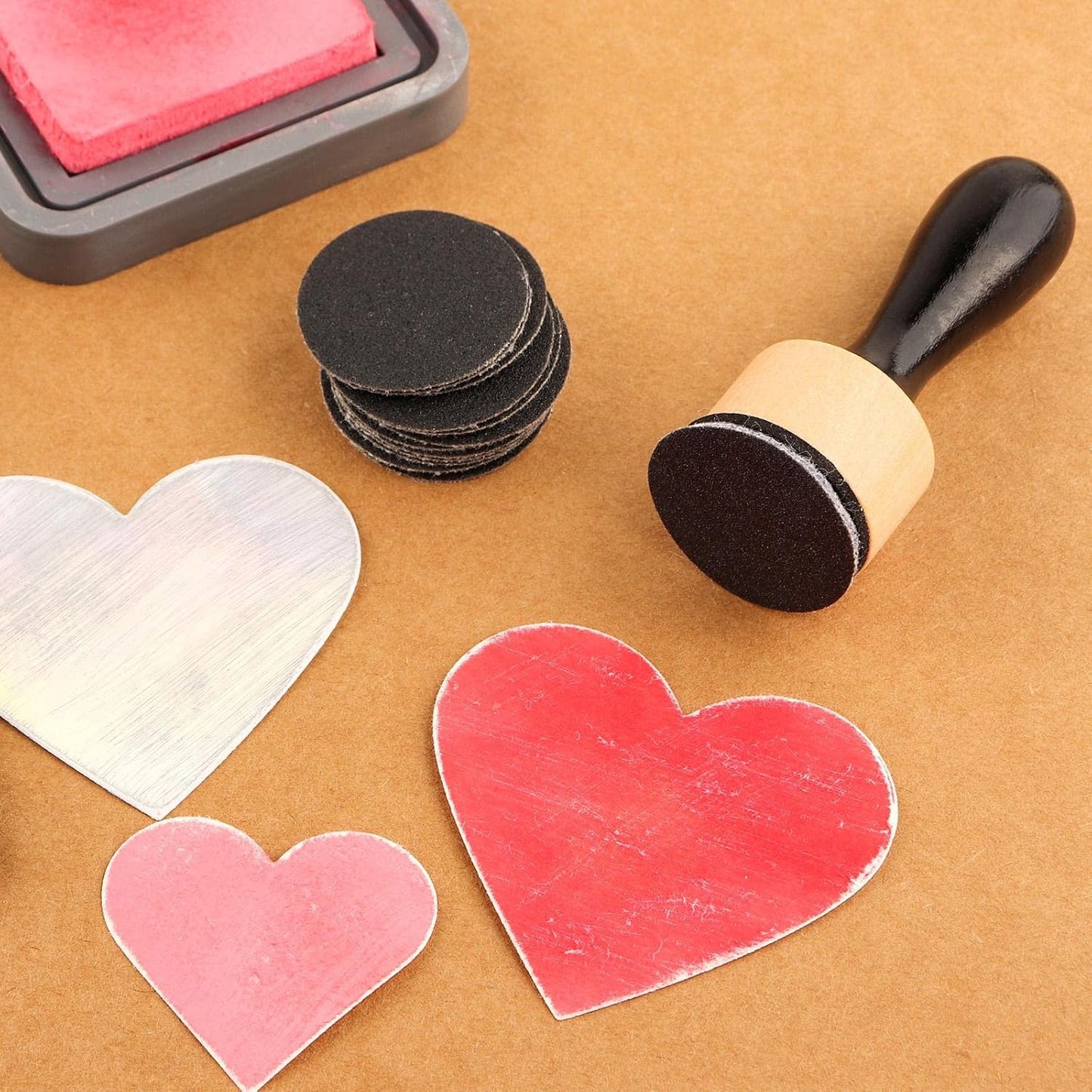 Bundle -Mini Blending Tool Sets,Include 2 PCS Foam Replacment Foam Pads and 20 Pieces Sanding Discs Medium-Grit Sandpaper for Drawing Distressing Blending and Removing the Extra Colors Arts Supplies