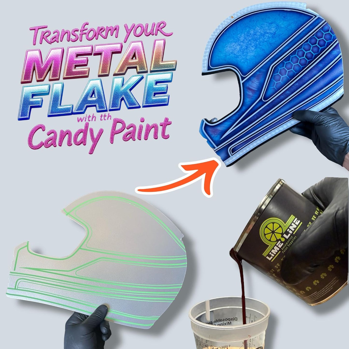 LiME LiNE Sprayable Metal Flake Paint Additive: Solvent Resistant Glitter for Automotive Custom Painting (Gold)