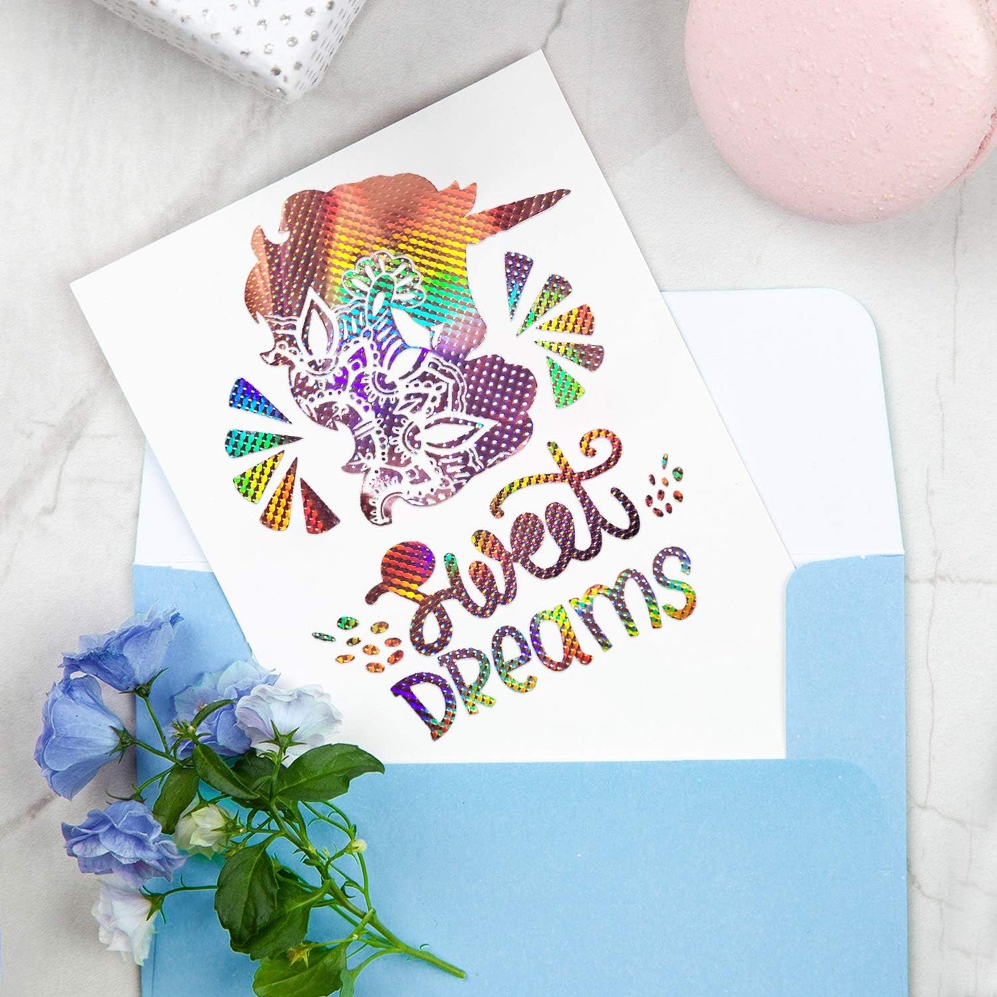 GIRAFVINYL Rose Gold Holographic Vinyl Permanent, Rose Gold Permanent Vinyl 6 Sheets Pink Adhesive Viny1 for DIY Cup, Home, Car Christmas Decorations, 12" x 12"