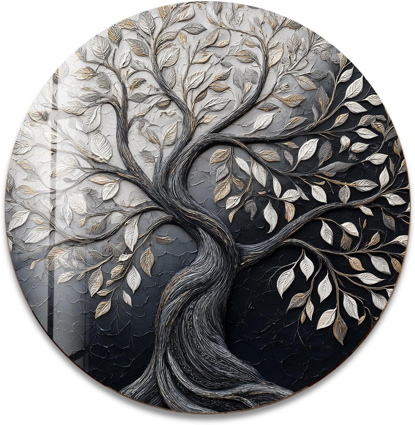 My Photostation.com 39,4''(100cm) Diameter Twilight Tree of Life Round Glass Wall Art Tempered Glass Printing Wall Decor Large Wall Art Wall Hangings